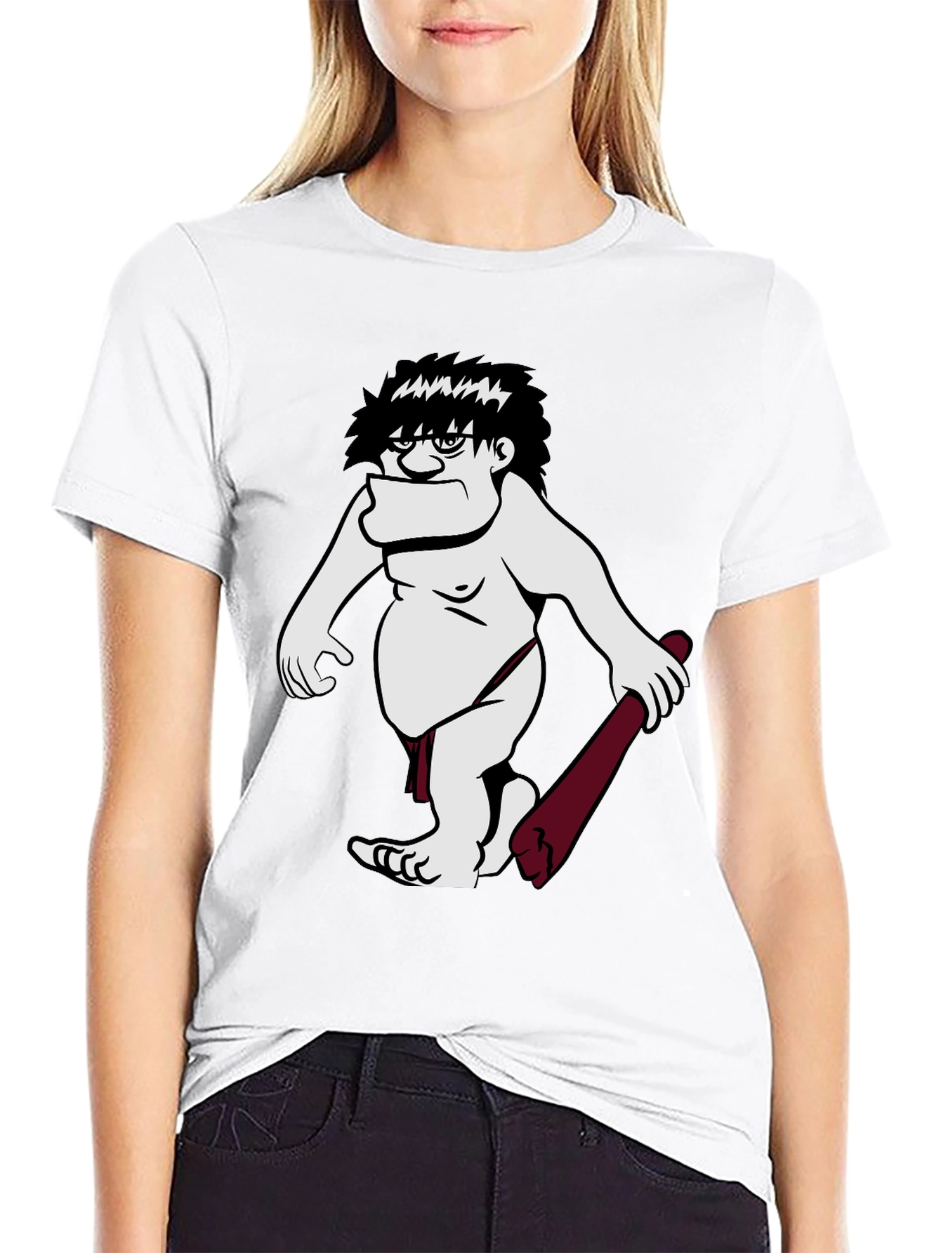 Black Funny Caveman Graphic Tee - Black Short Sleeve Shirt view 9