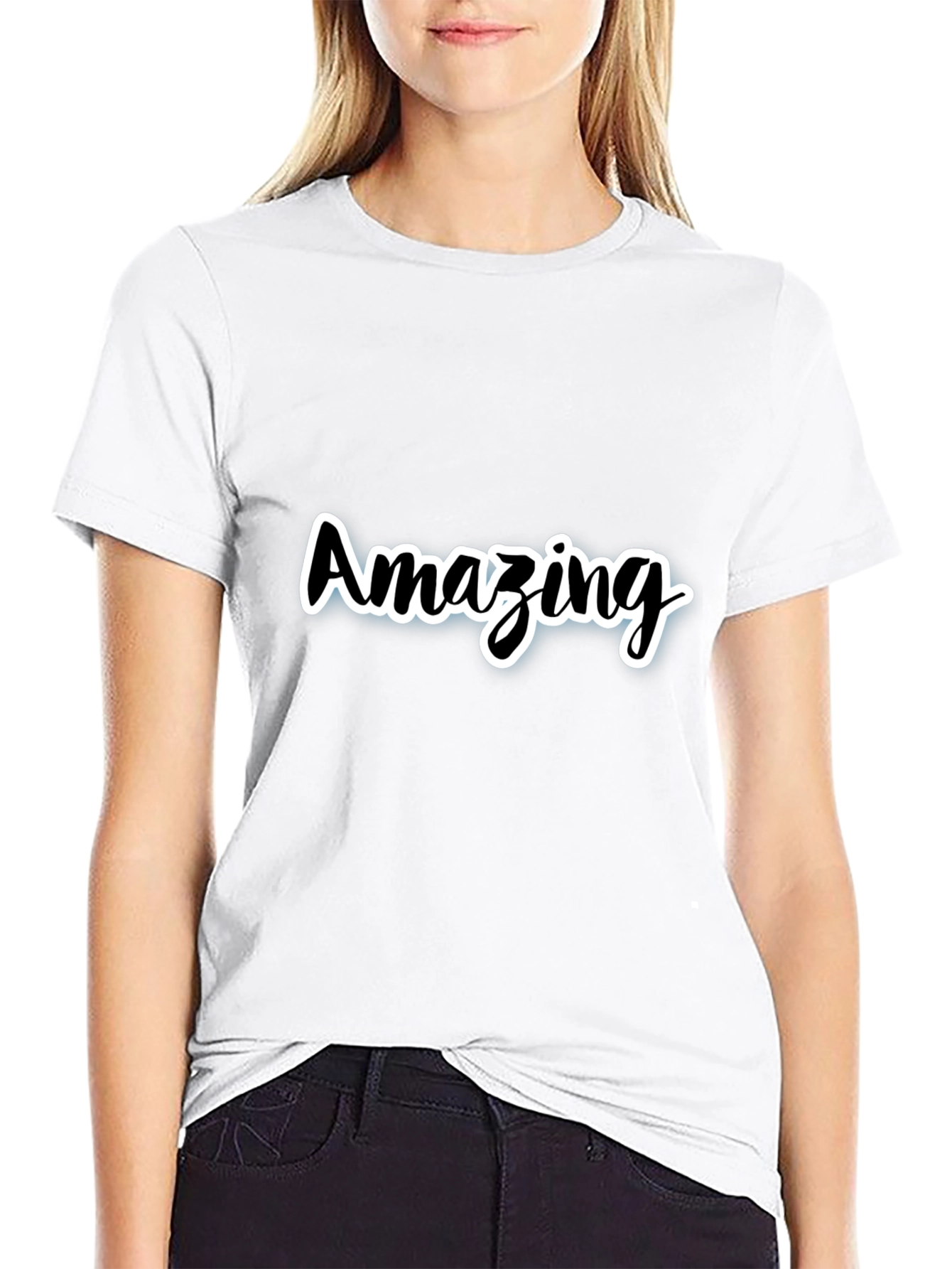 Black Amazing Black Cotton Blend Graphic Tee view 9