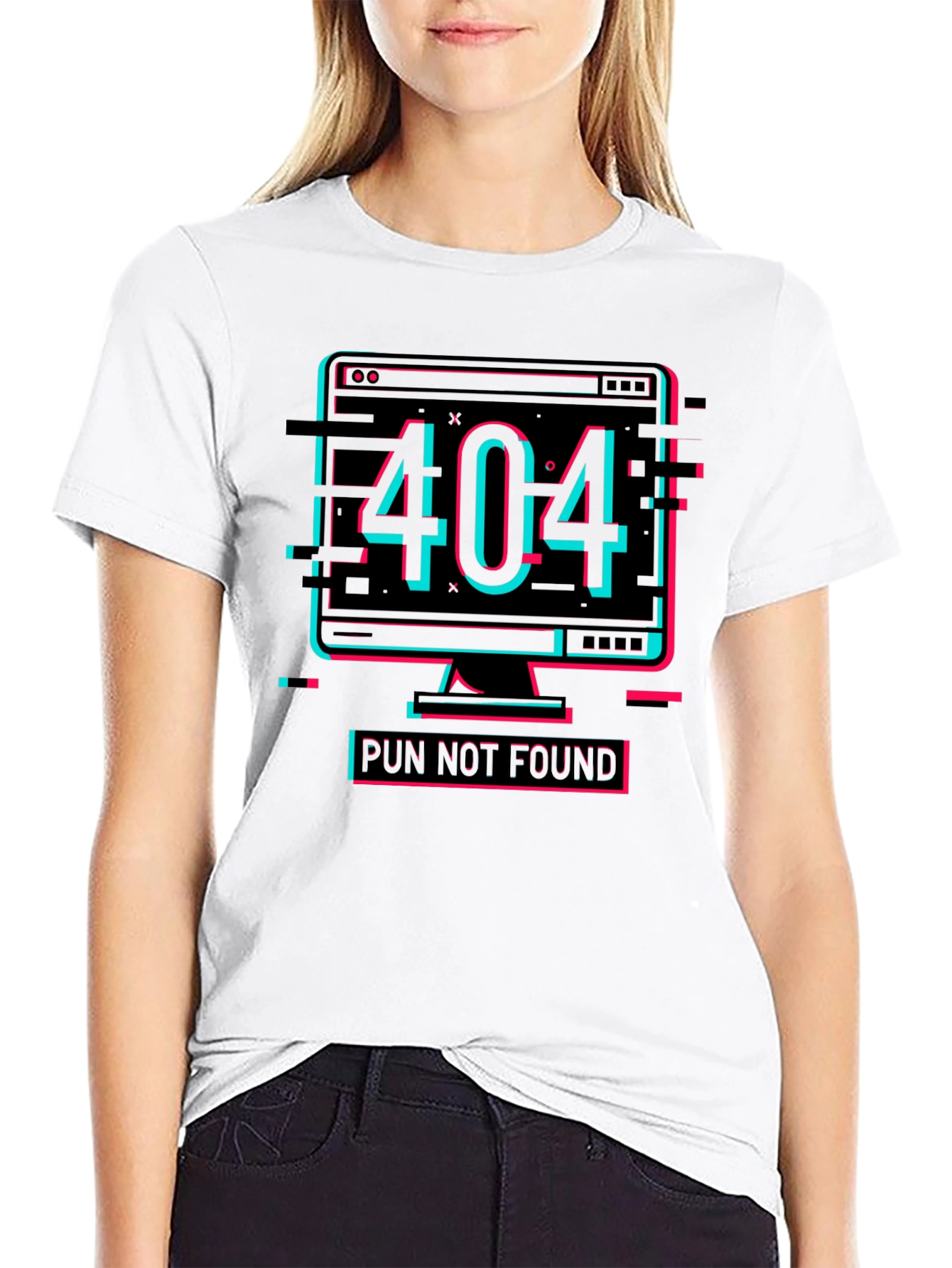 Black 404 Pun Not Found Graphic Tee - Humor Shirt view 9
