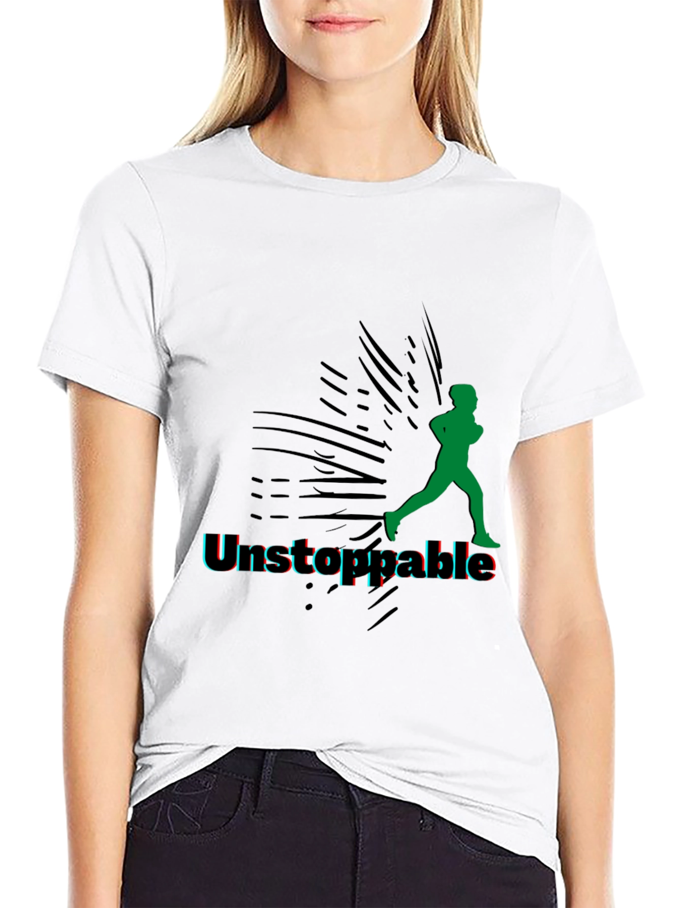 Black Unstoppable Running Graphic Black Tee view 9