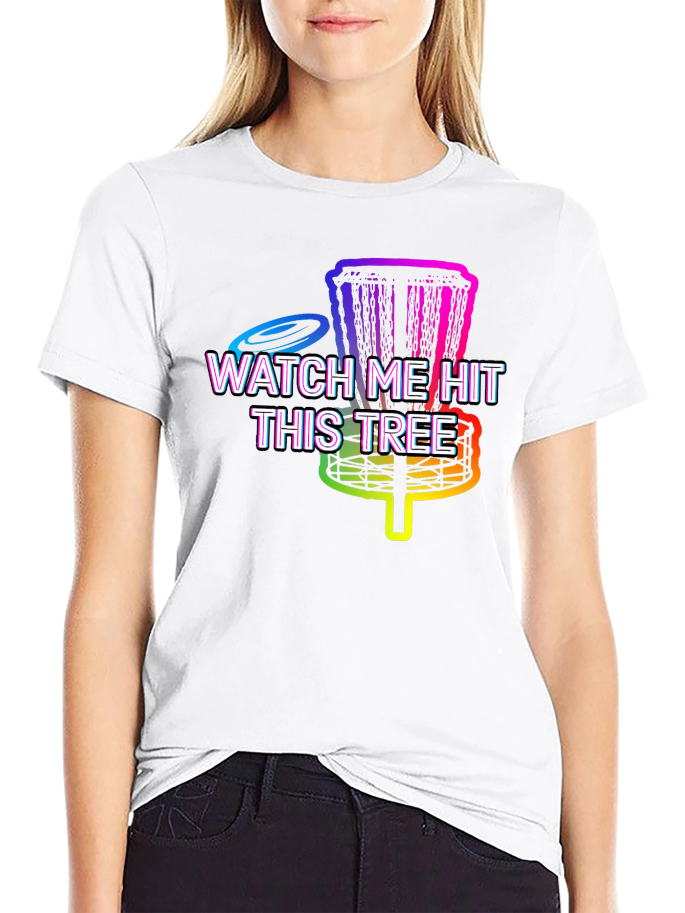 Black Funny Disc Golf T-Shirt - Watch Me Hit This Tree view 9