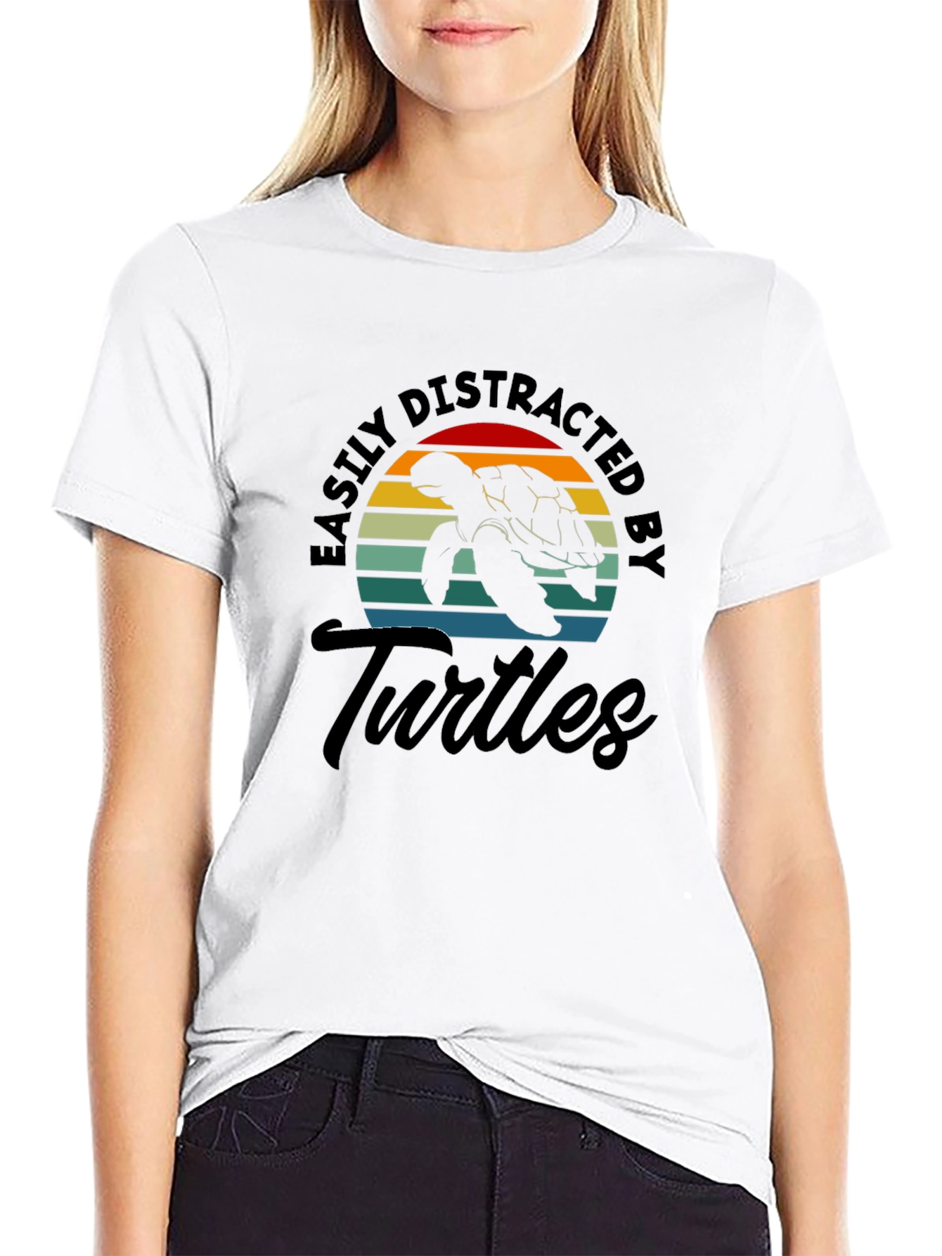 Black Easily Distracted by Turtles Graphic T-Shirt view 9