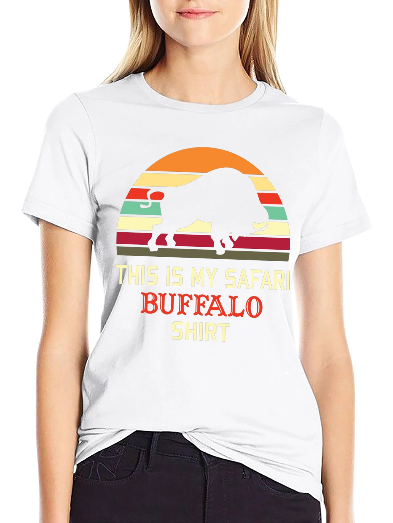 Black Safari Buffalo Graphic Tee - Retro Style view 9