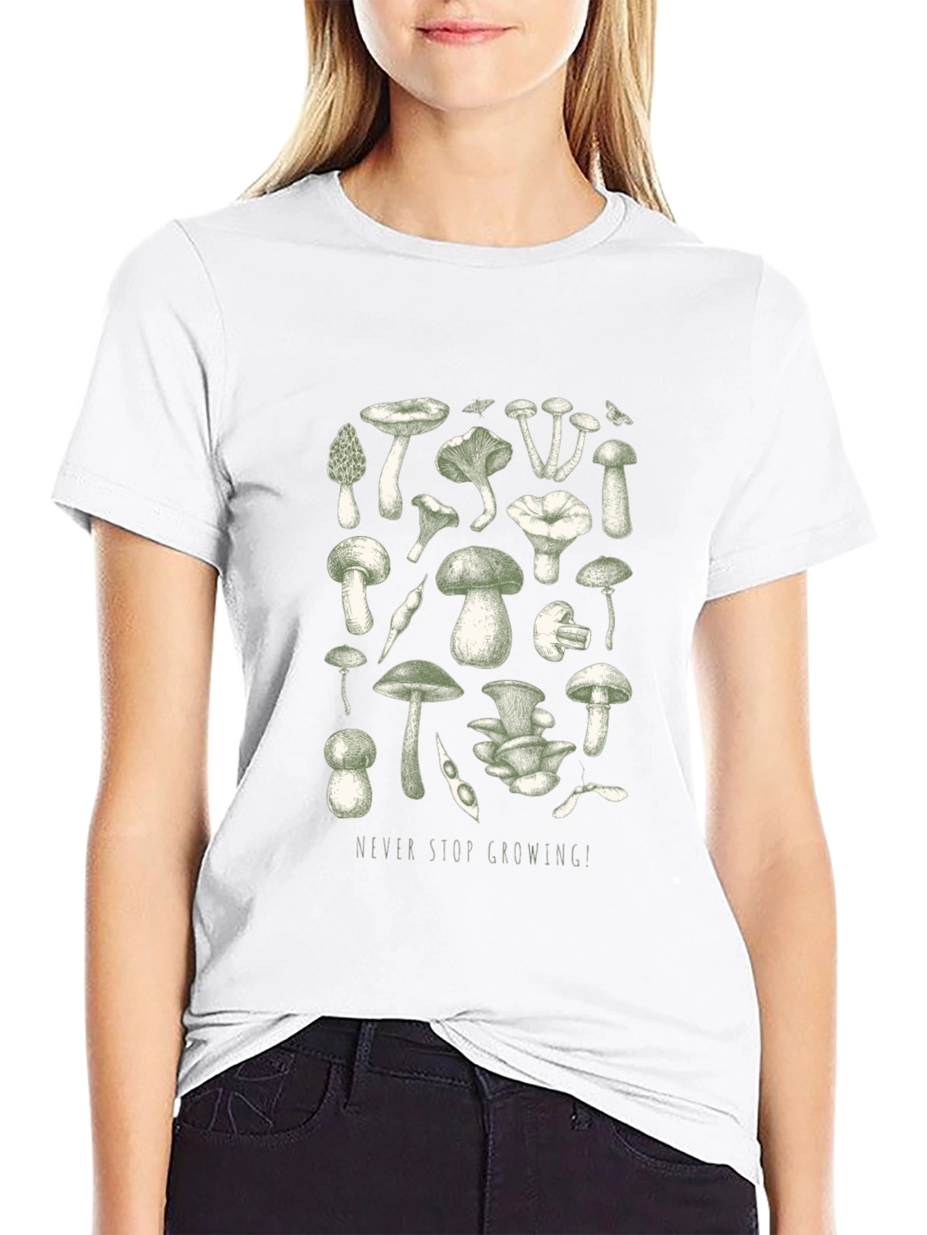 Black Mushroom Print Graphic Tee view 9