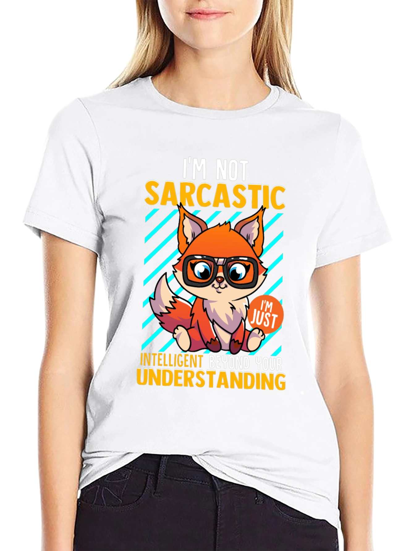 Black Sarcastic Fox Graphic Tee - Intelligent Humor view 9