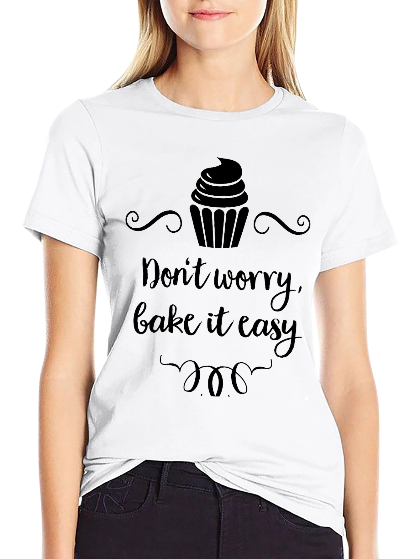 Black Don't Worry Bake It Easy T-Shirt view 9