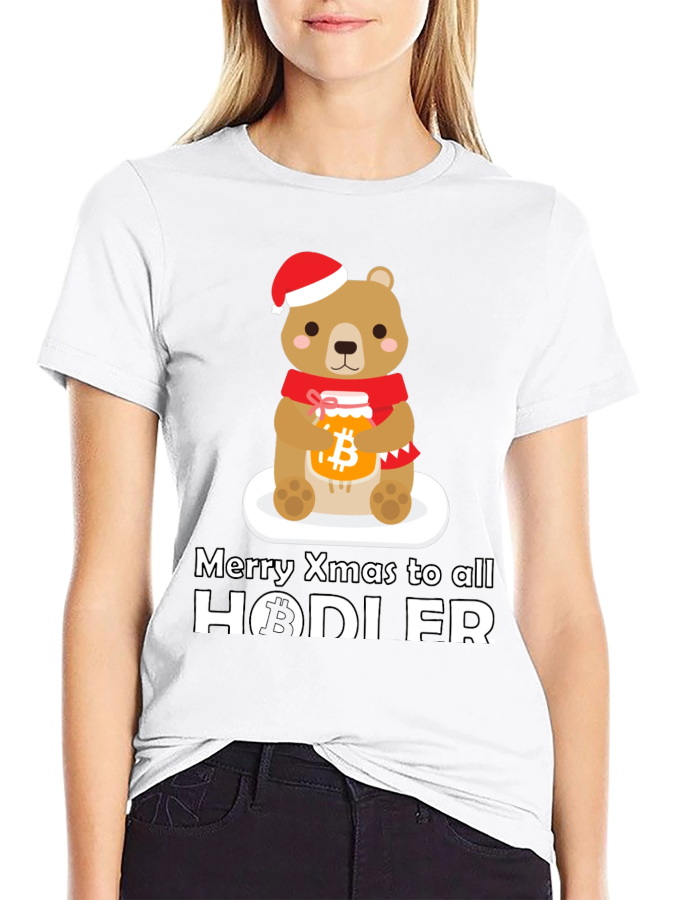 Black Crypto Christmas HODLER Bear T-Shirt view 9