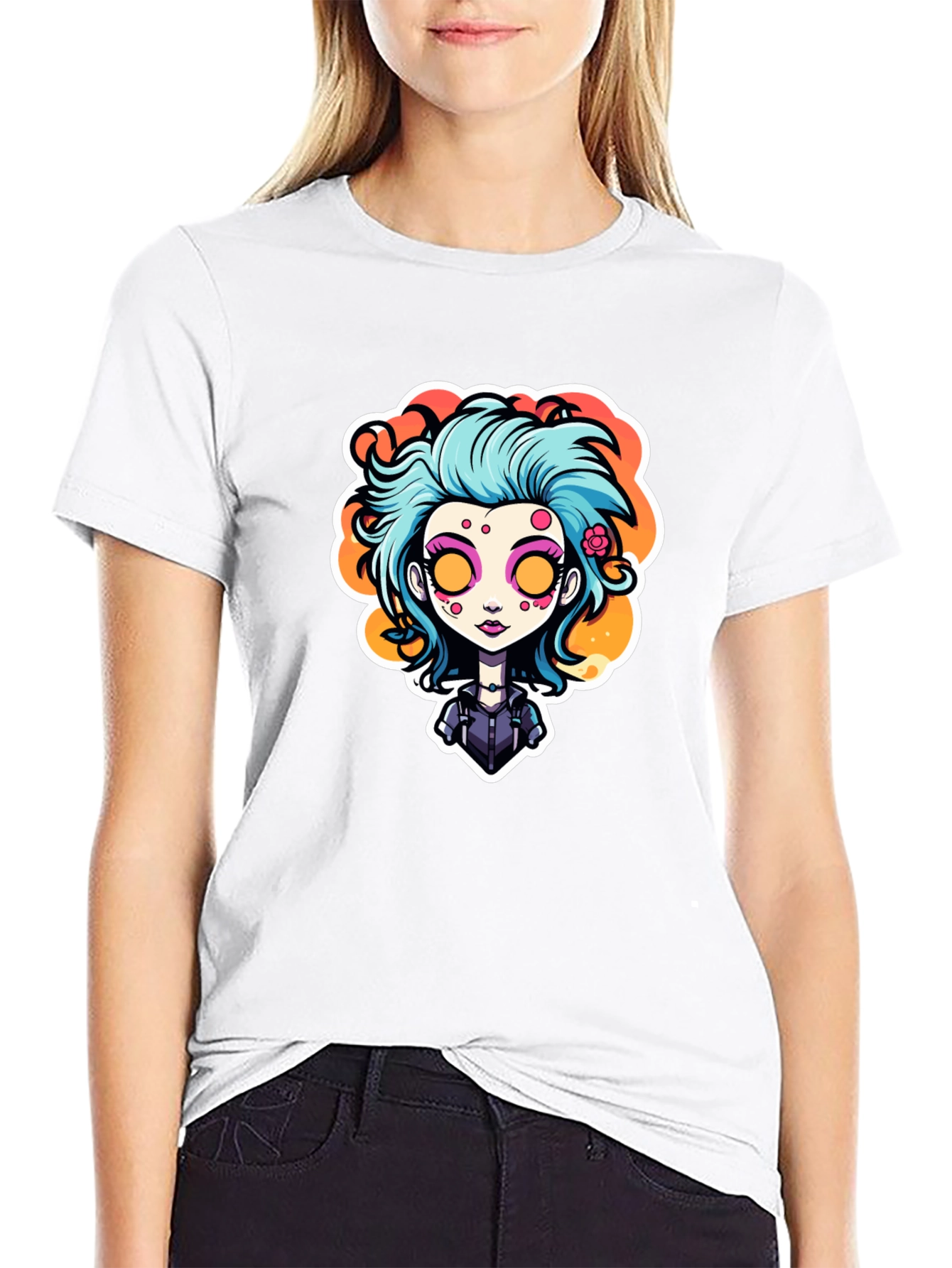 Black Cartoon Girl Graphic Tee - Unique Style view 9