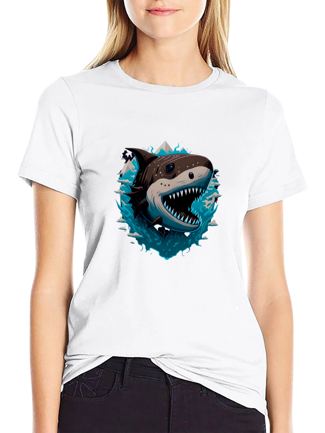 Black Shark T-Shirt - Fierce Graphic Tee view 9