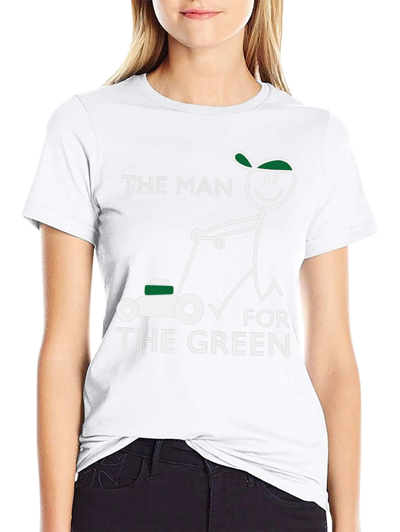 Black The Man for the Green T-Shirt Funny Lawn Mower Tee view 9