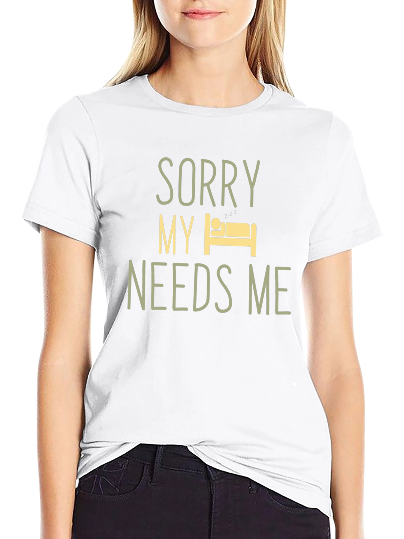 Black Funny Sleepy T-Shirt - Sorry My Bed Needs Me view 9
