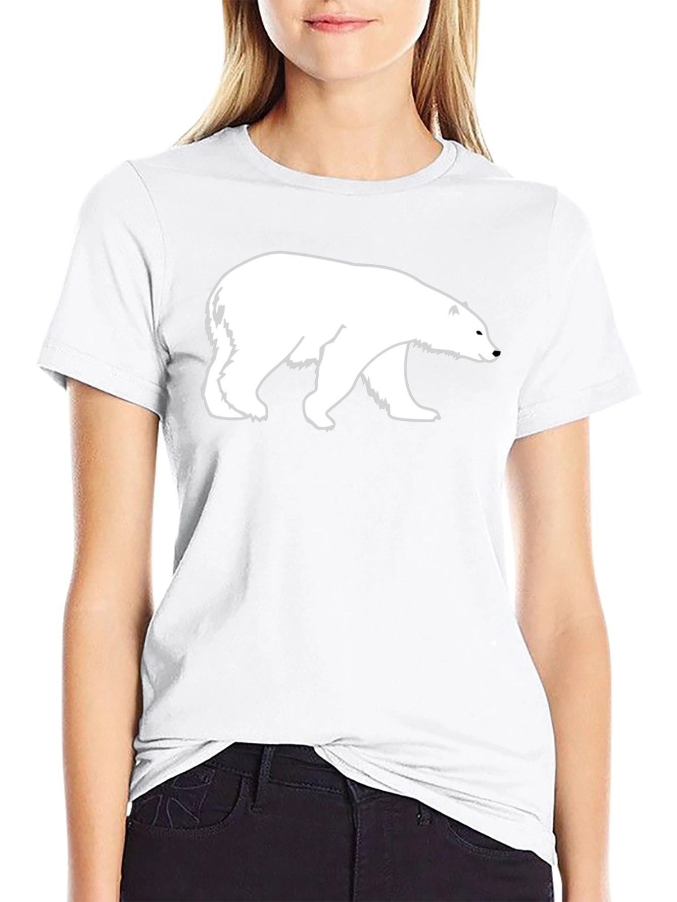 Black Polar Bear Graphic Print Black T-Shirt view 9