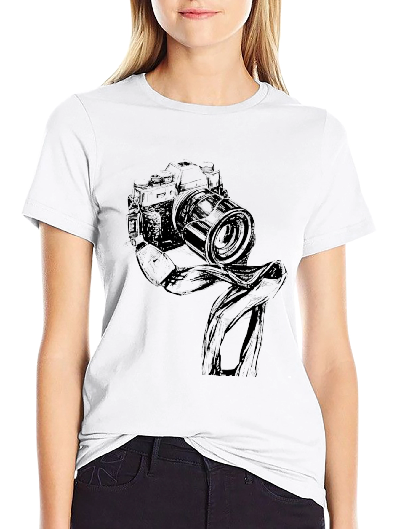 Black Camera Graphic Black T-Shirt view 9