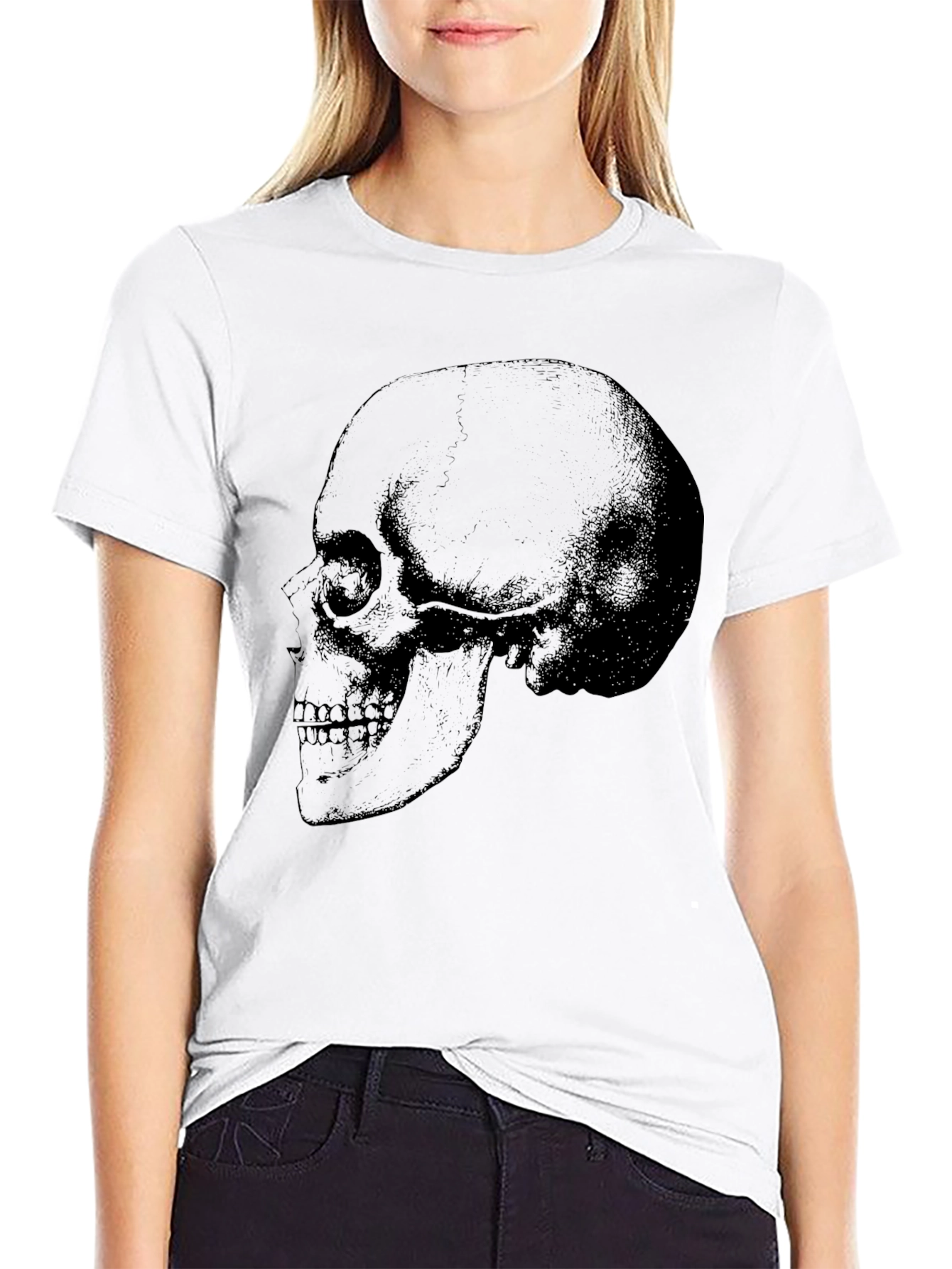 Black Skull Graphic Tee - Men's Black Cotton T-Shirt view 9