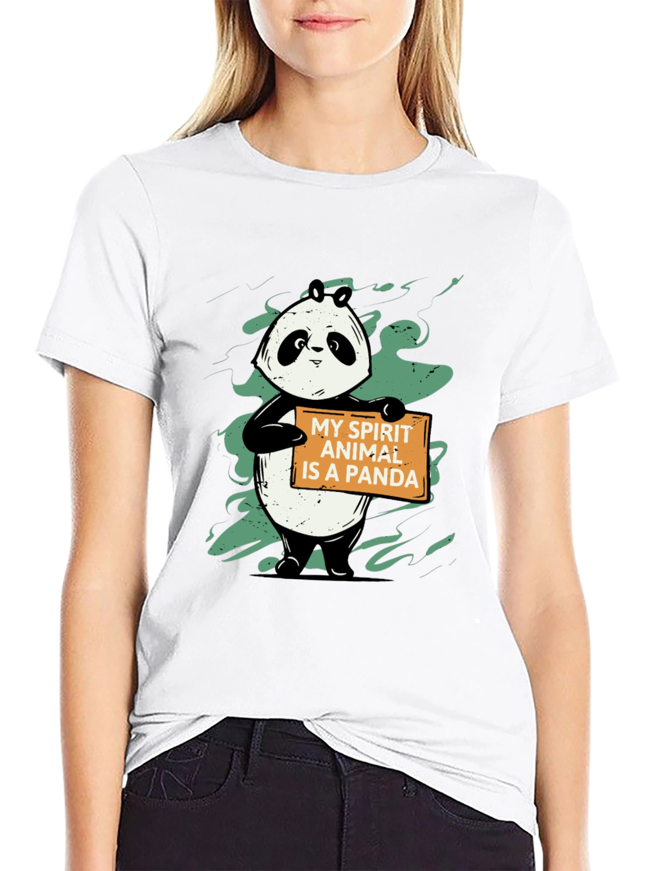 Black Panda Spirit Animal Graphic T-Shirt - Unisex Black Tee view 9