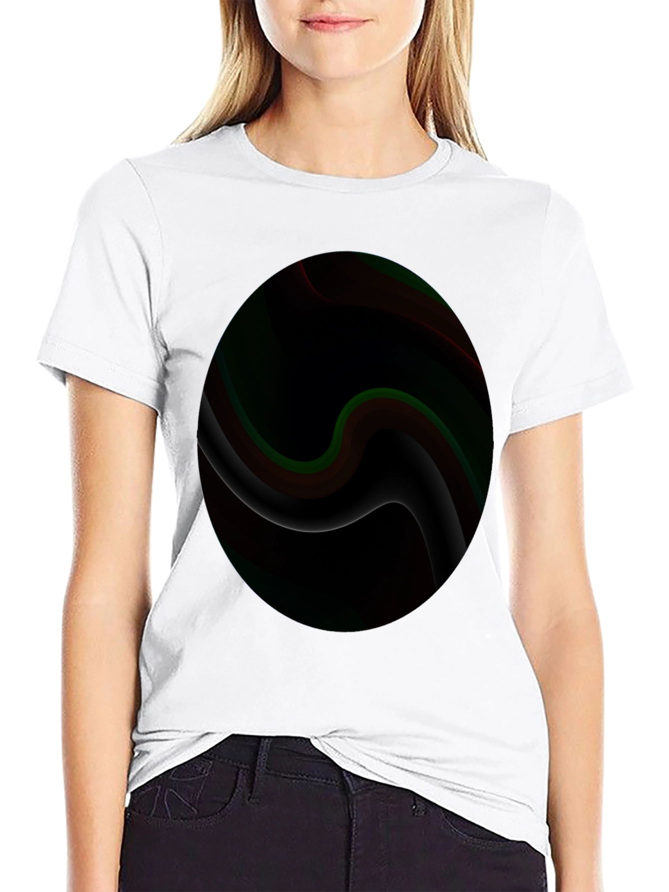 Black Abstract Swirl Graphic T-Shirt - Modern Art Tee view 9