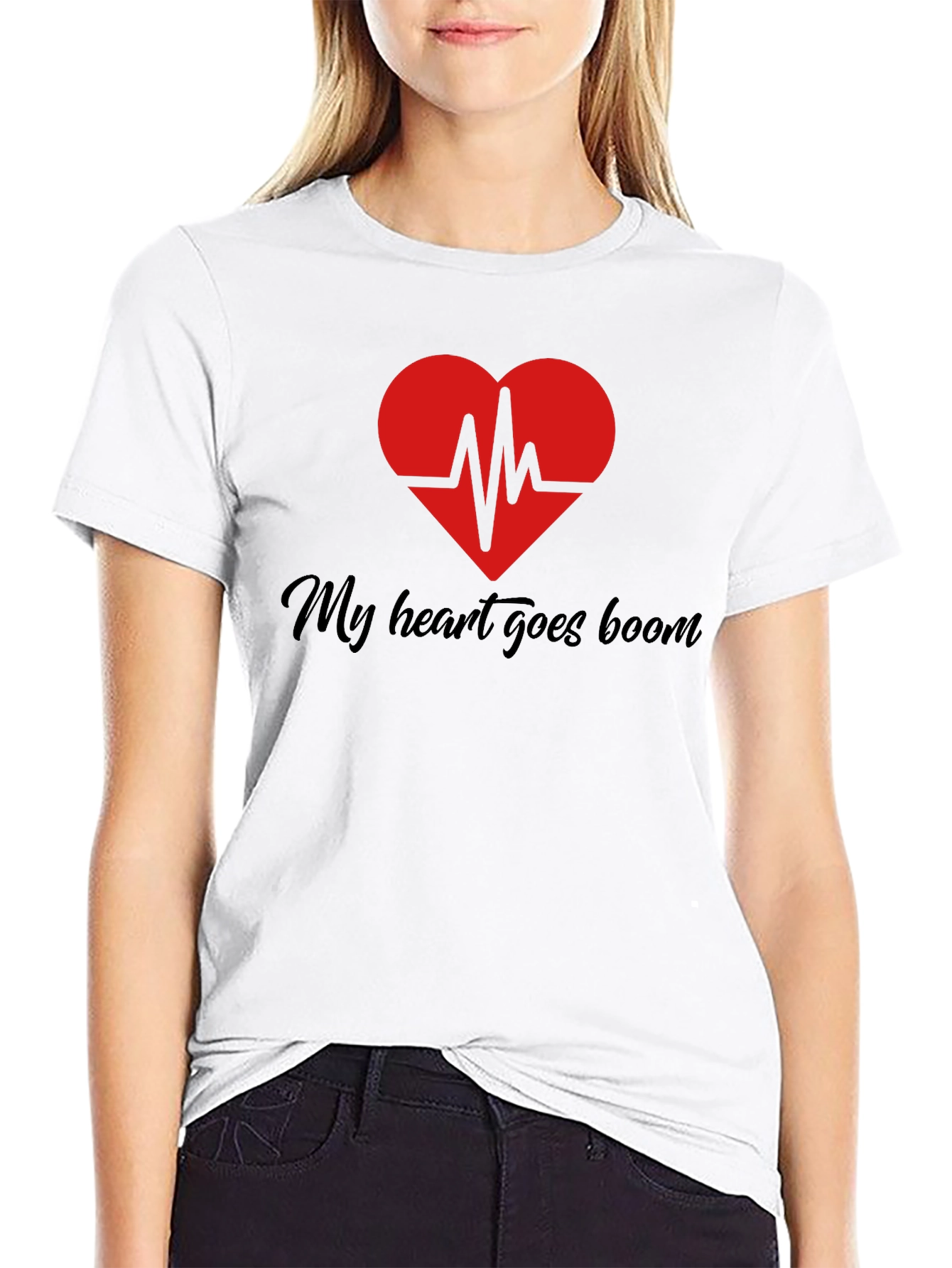 Black My Heart Goes Boom Graphic T-Shirt view 9