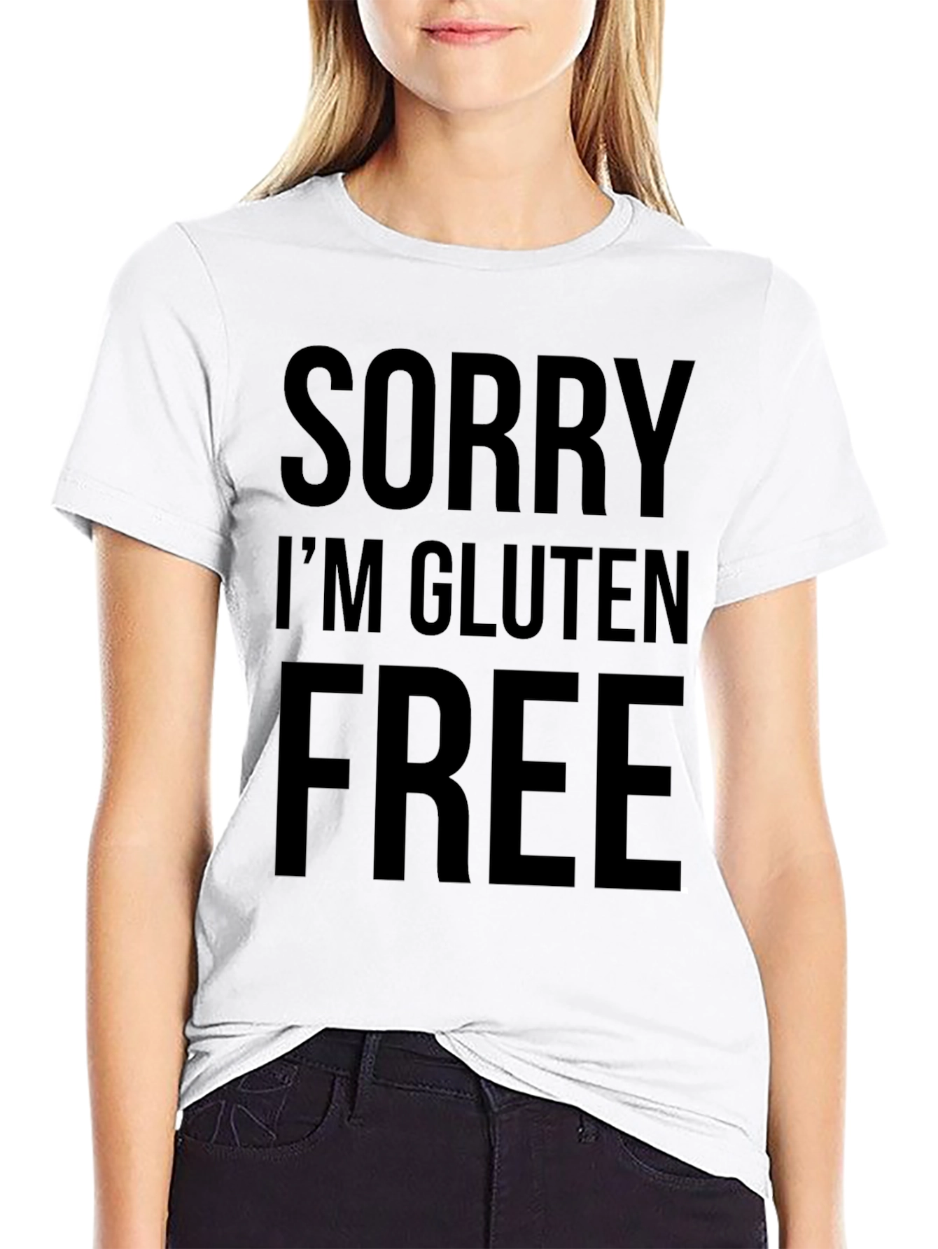 Black Sorry I'm Gluten Free Black T-Shirt view 9