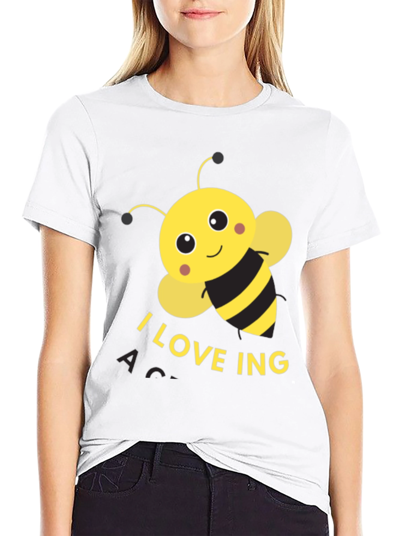 Black I Love Bee-ing Active Black T-Shirt view 9