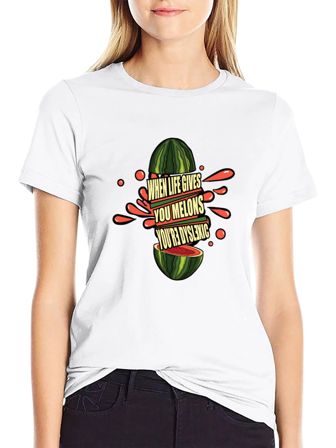 Black Funny Dyslexic Watermelon Graphic Tee view 9