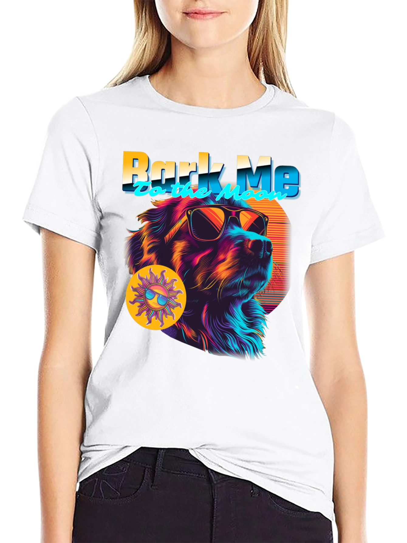 Black Bark Me To The Moon Dog Graphic T-Shirt view 9