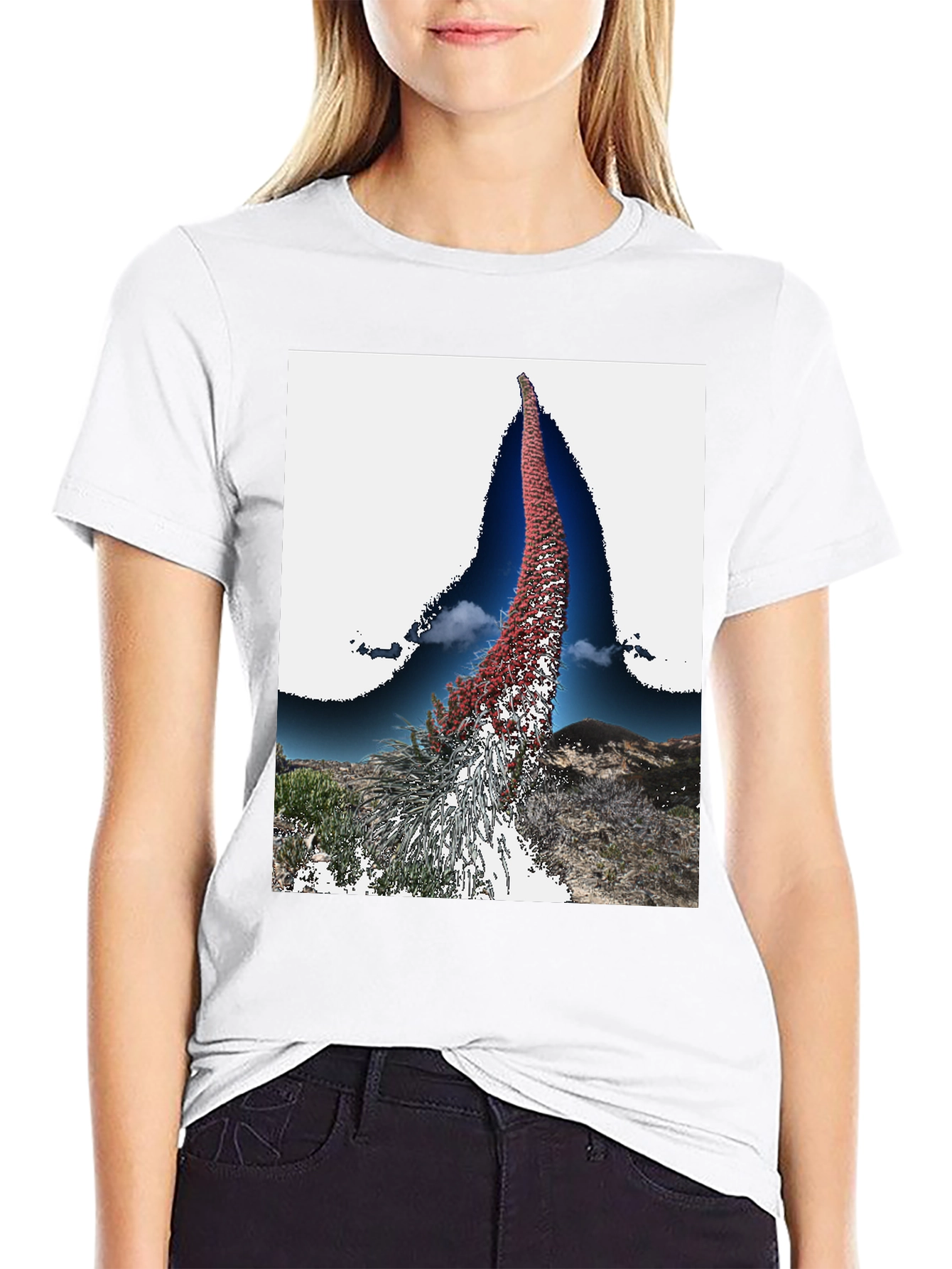 Black Unique Floral Graphic Tee view 9