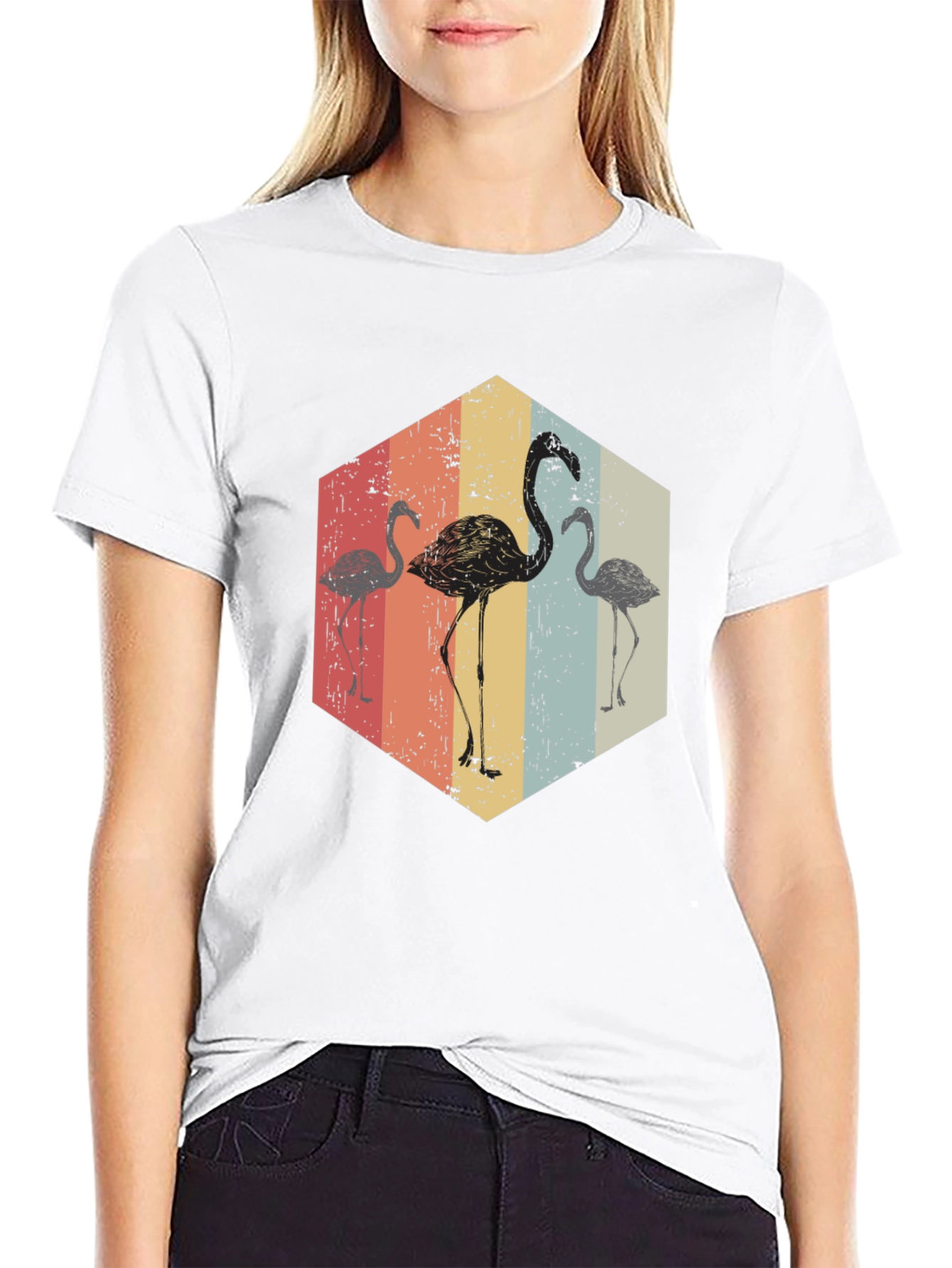 Black Retro Flamingo Graphic Tee view 9