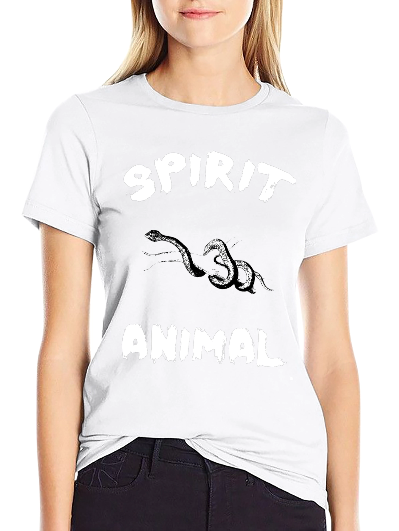 Black Spirit Animal Snake Graphic Black T-Shirt view 9