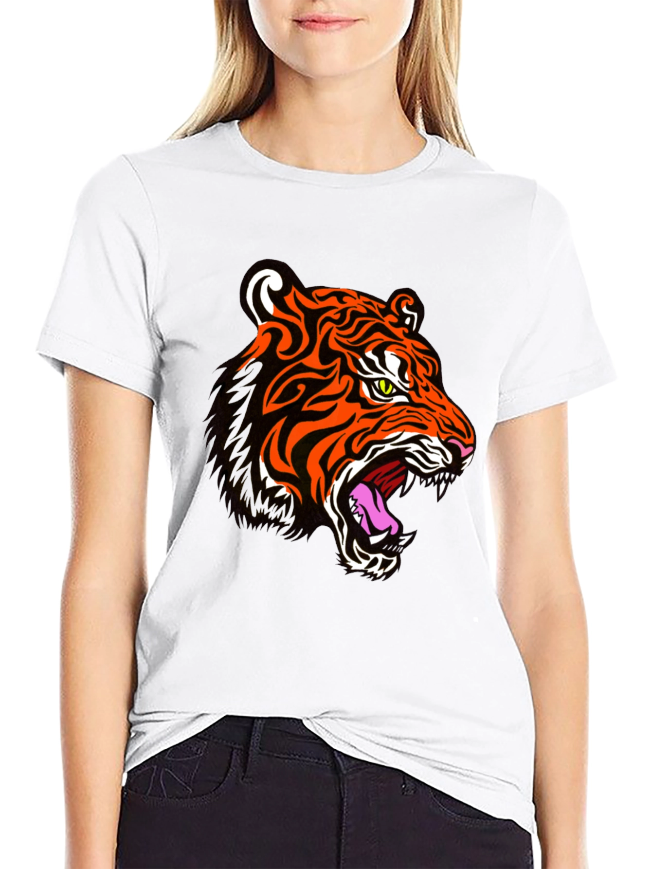 Black Tiger Graphic Print Black T-Shirt view 9