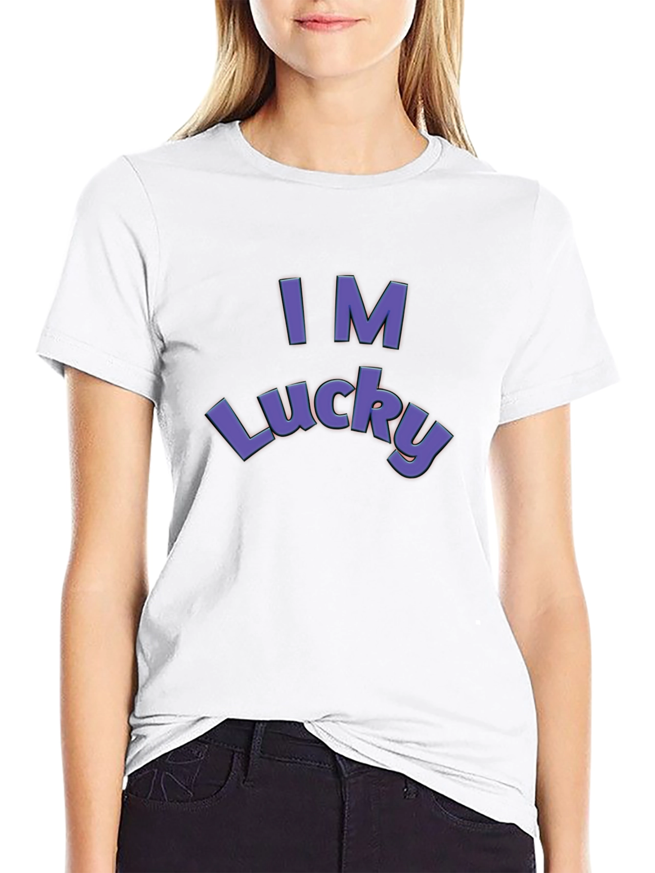 Black I'm Lucky T-Shirt - Stylish Graphic Tee view 9