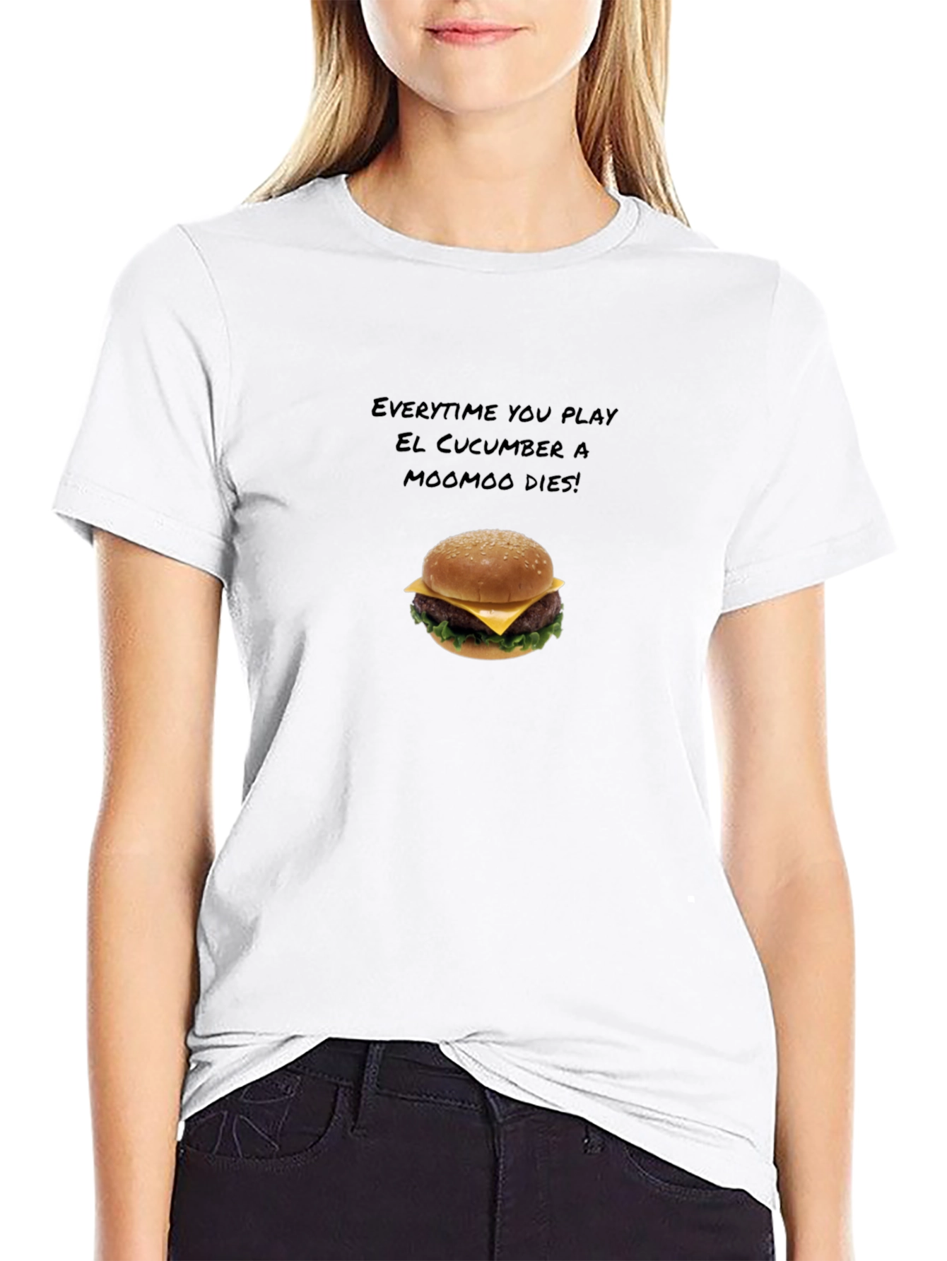 Black Humorous El Cucumber Burger Graphic T-Shirt view 9