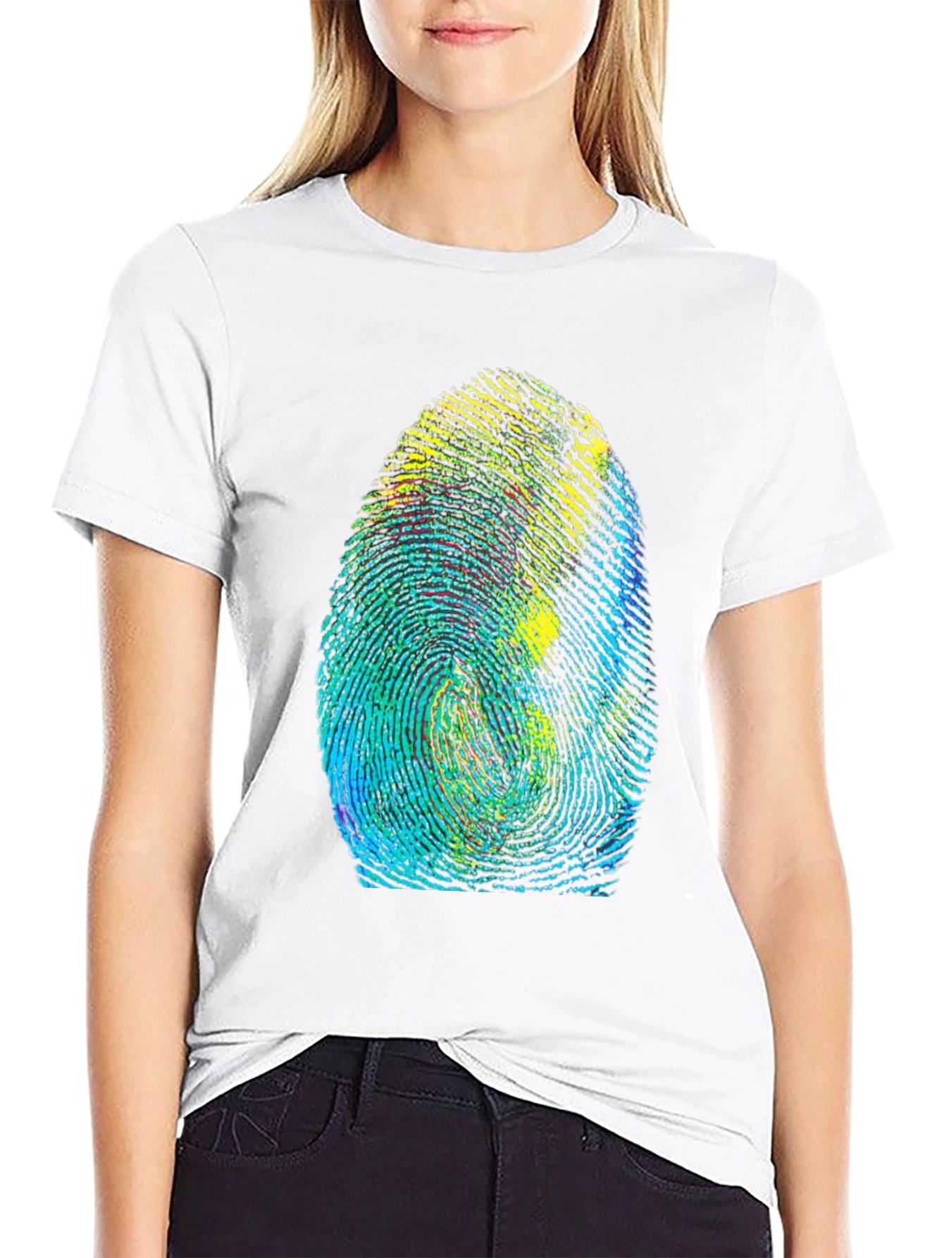 Black Unique Fingerprint Graphic Tee - Black view 9