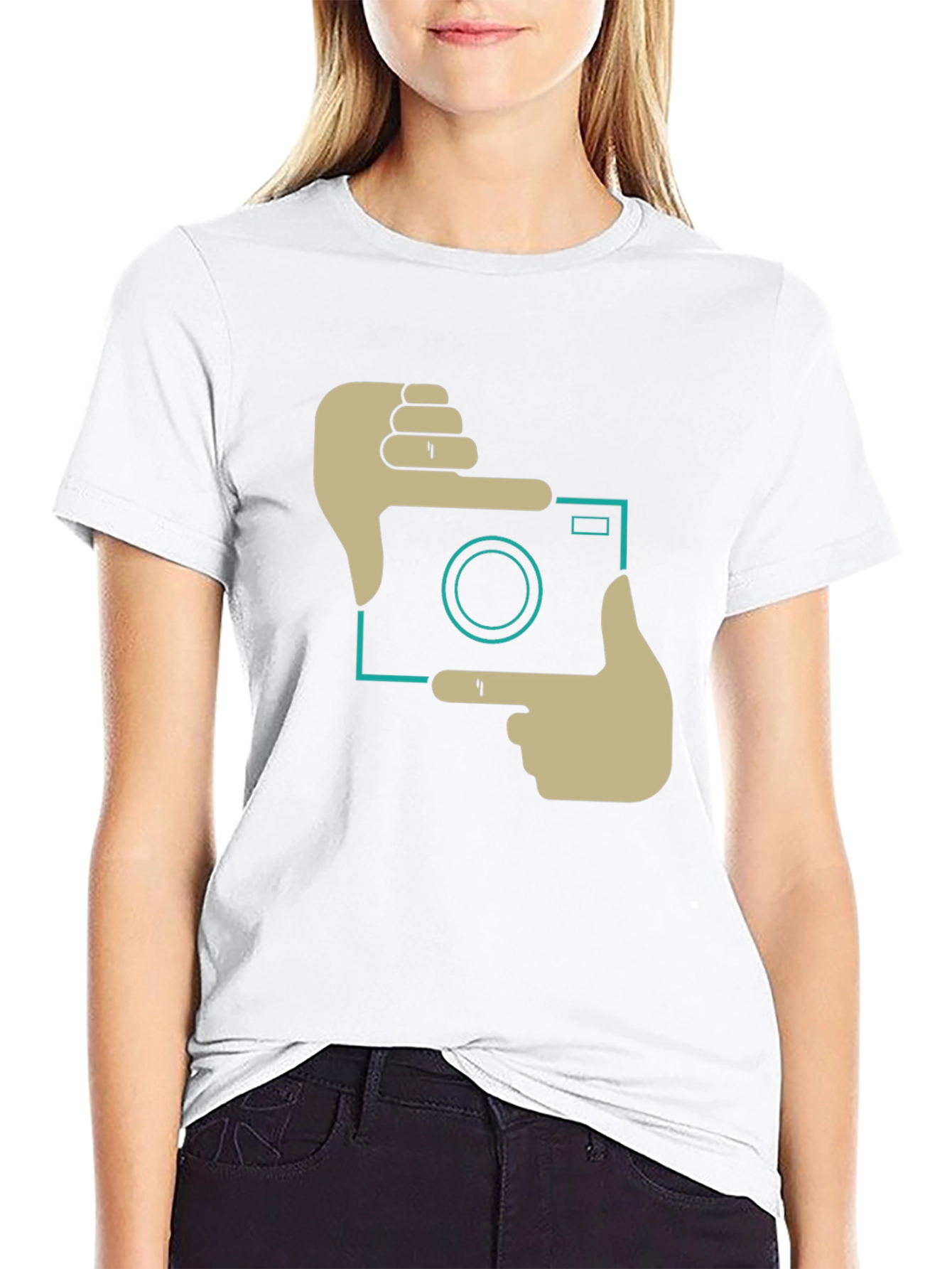 Black Trendy Camera Frame Graphic Black T-Shirt view 9