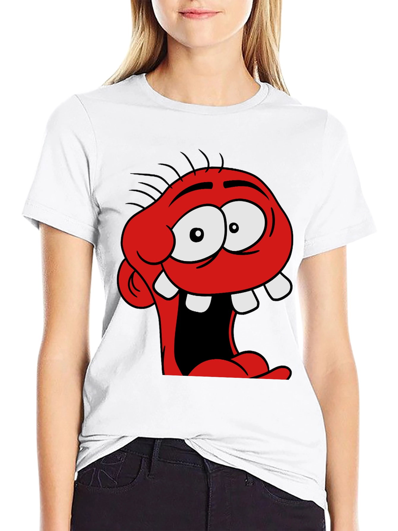 Black Cartoon Monster Graphic Black T-Shirt view 9