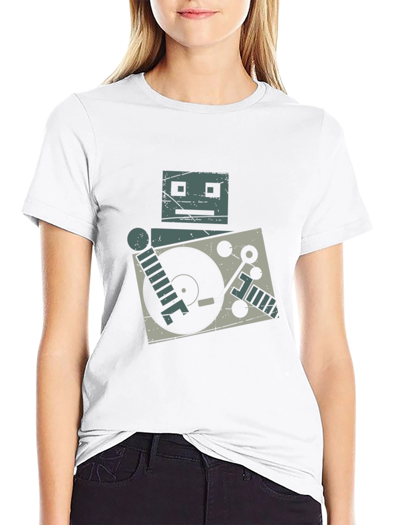 Black Robot DJ Graphic Tee - Turntable Cool view 9