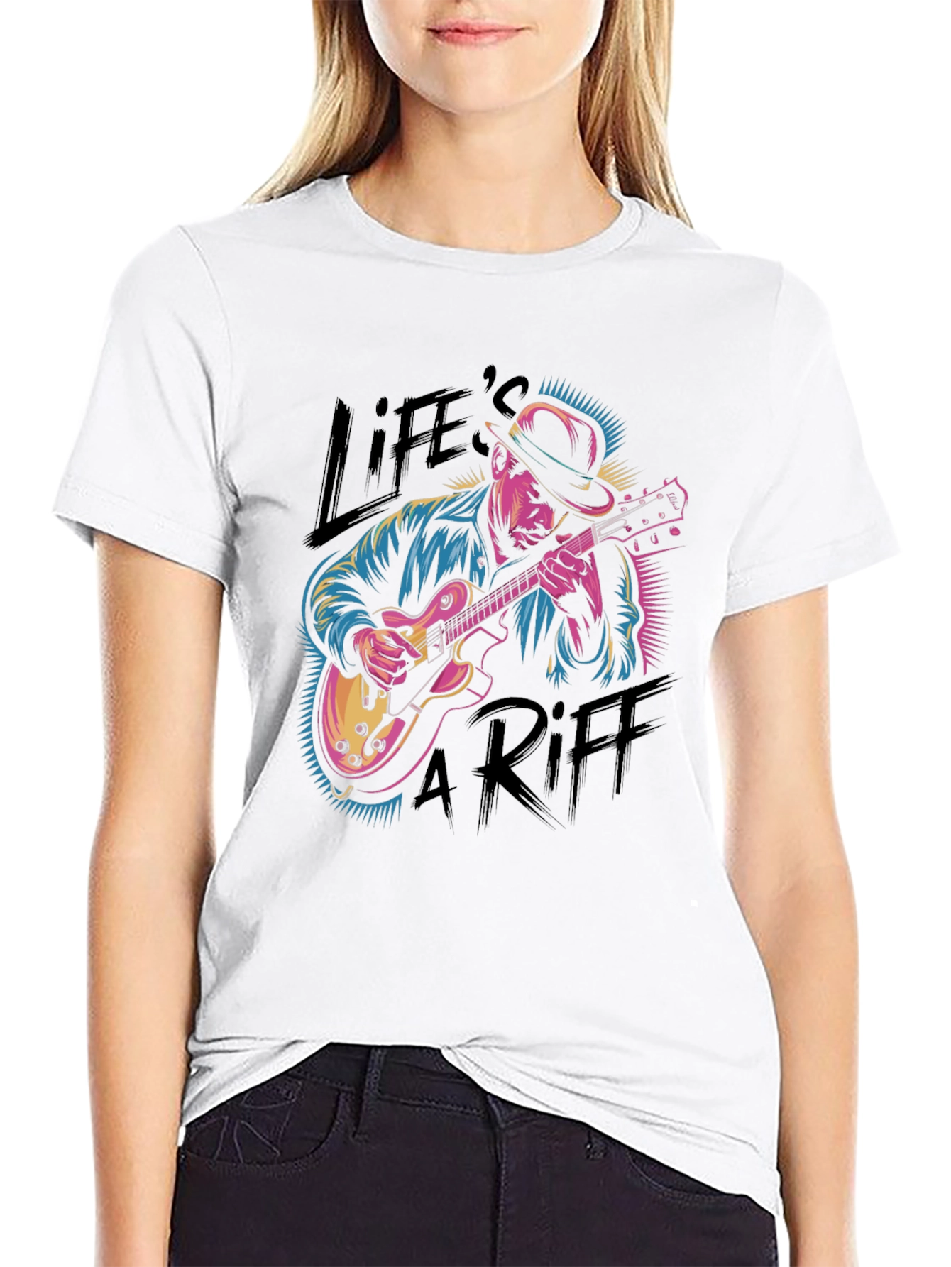 Black Life's A Riff Graphic T-Shirt - Blues Guitar Player Tee view 9