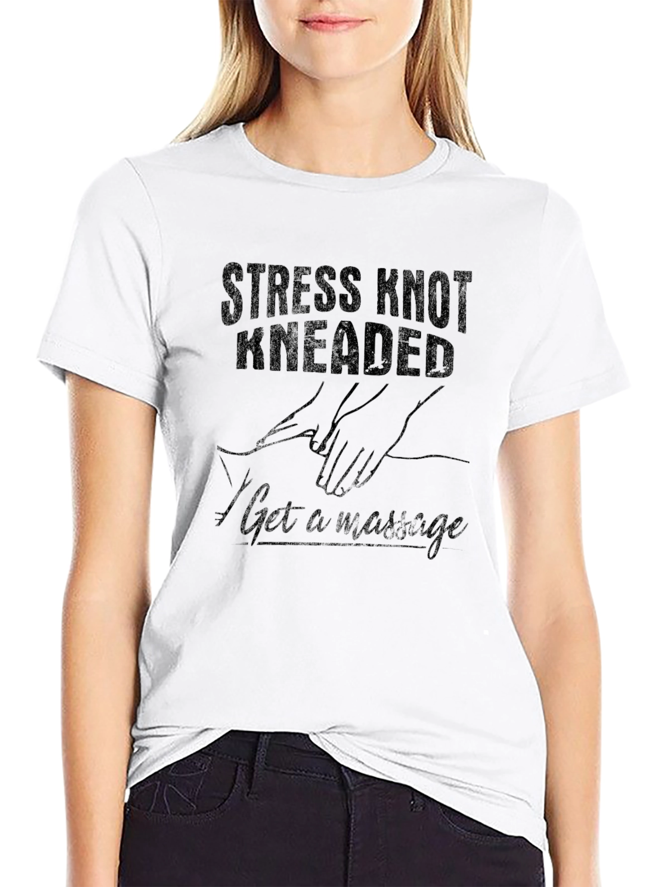Black Stress Knot Kneaded Massage Graphic T-Shirt view 9