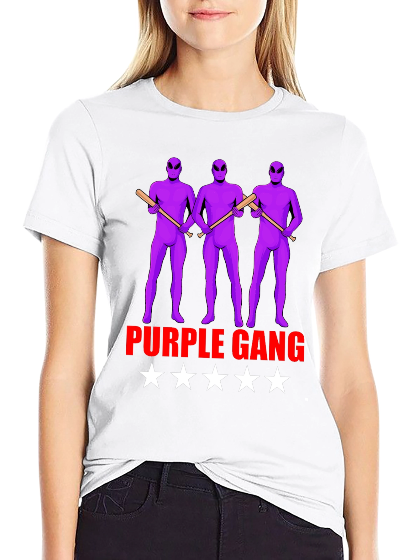 Black Purple Gang Alien Graphic T-Shirt view 9