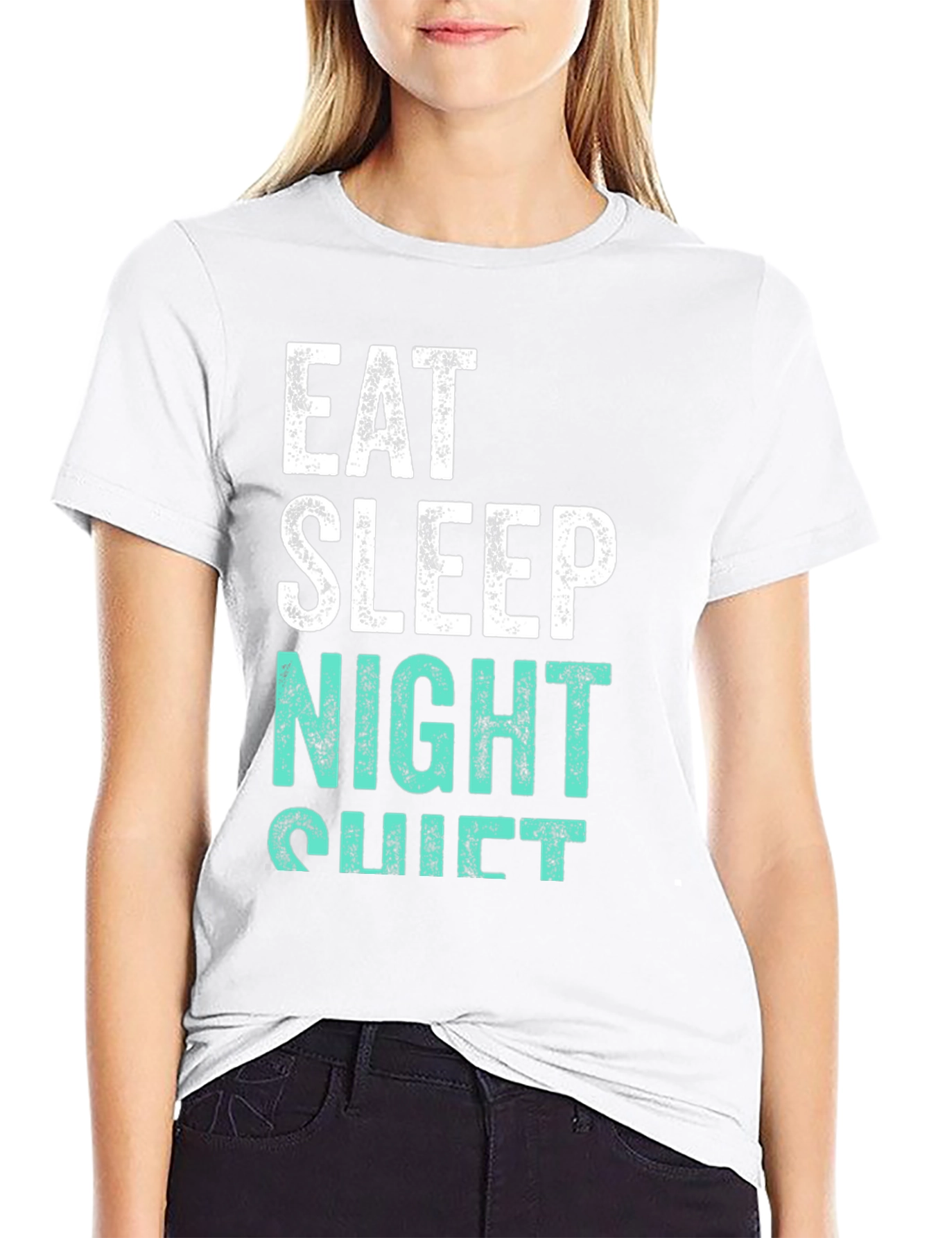 Black Eat Sleep Night Shift T-Shirt view 9