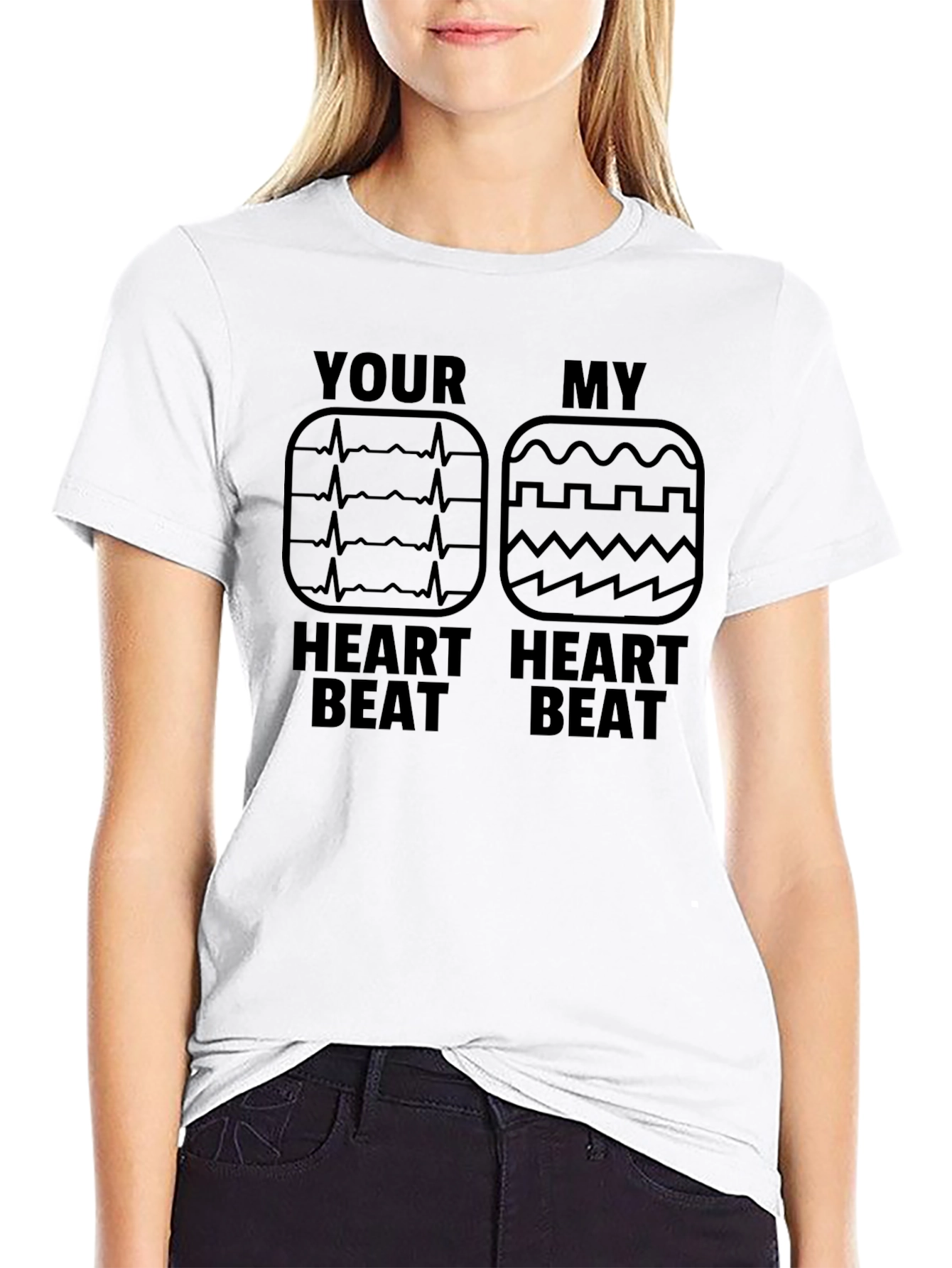 Black Your Heartbeat My Heartbeat Funny T-Shirt view 9