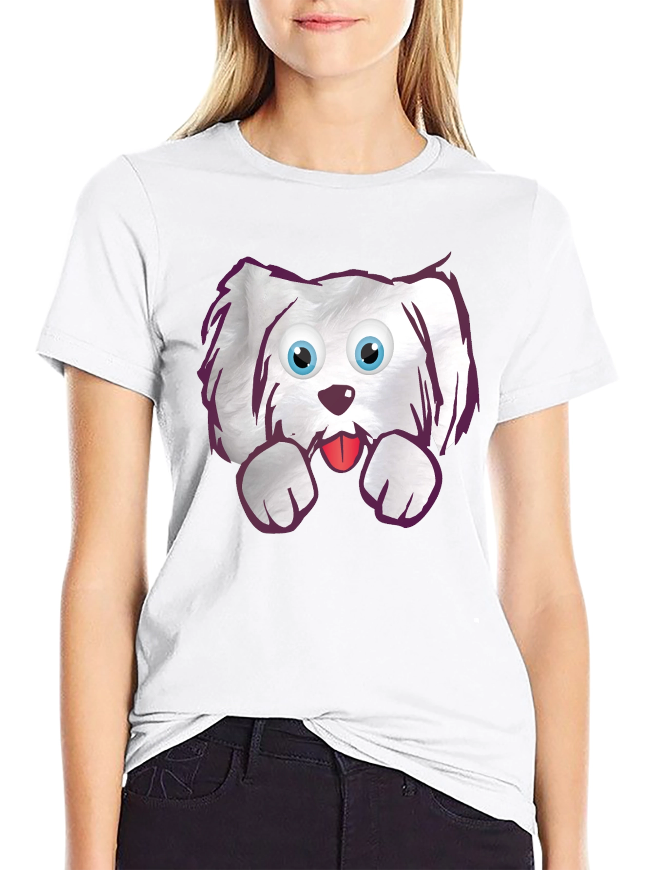 Black Cartoon Dog Graphic T-Shirt - Cute Pet Tee view 9