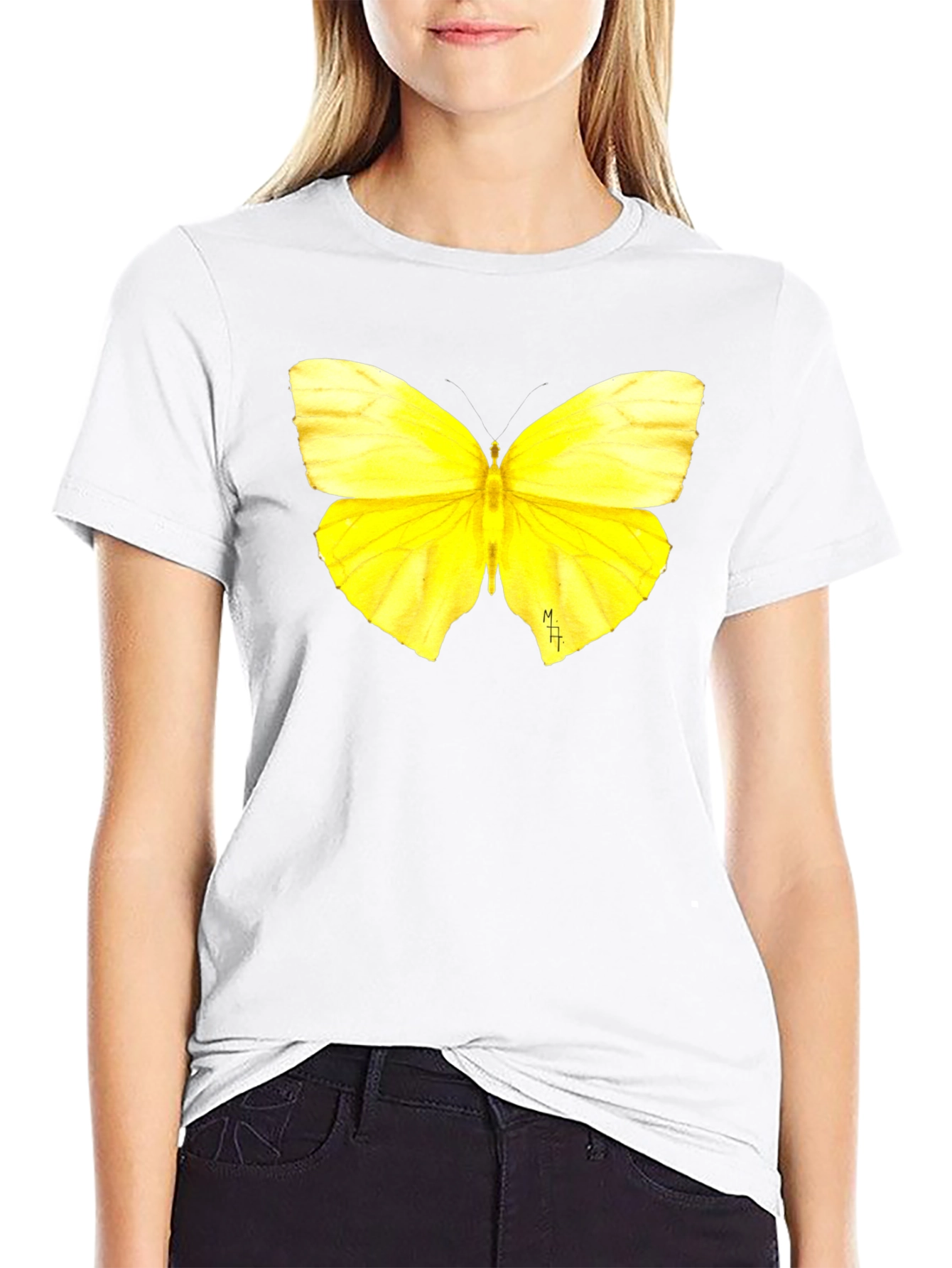 Black Butterfly Graphic Tee - Soft Black Cotton T-Shirt view 9