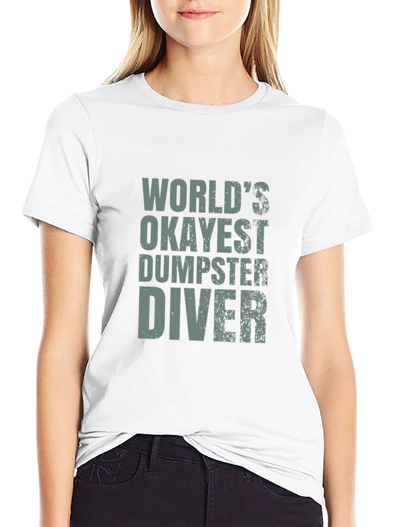 Black World's Okayest Dumpster Diver T-Shirt - Funny Tee view 9