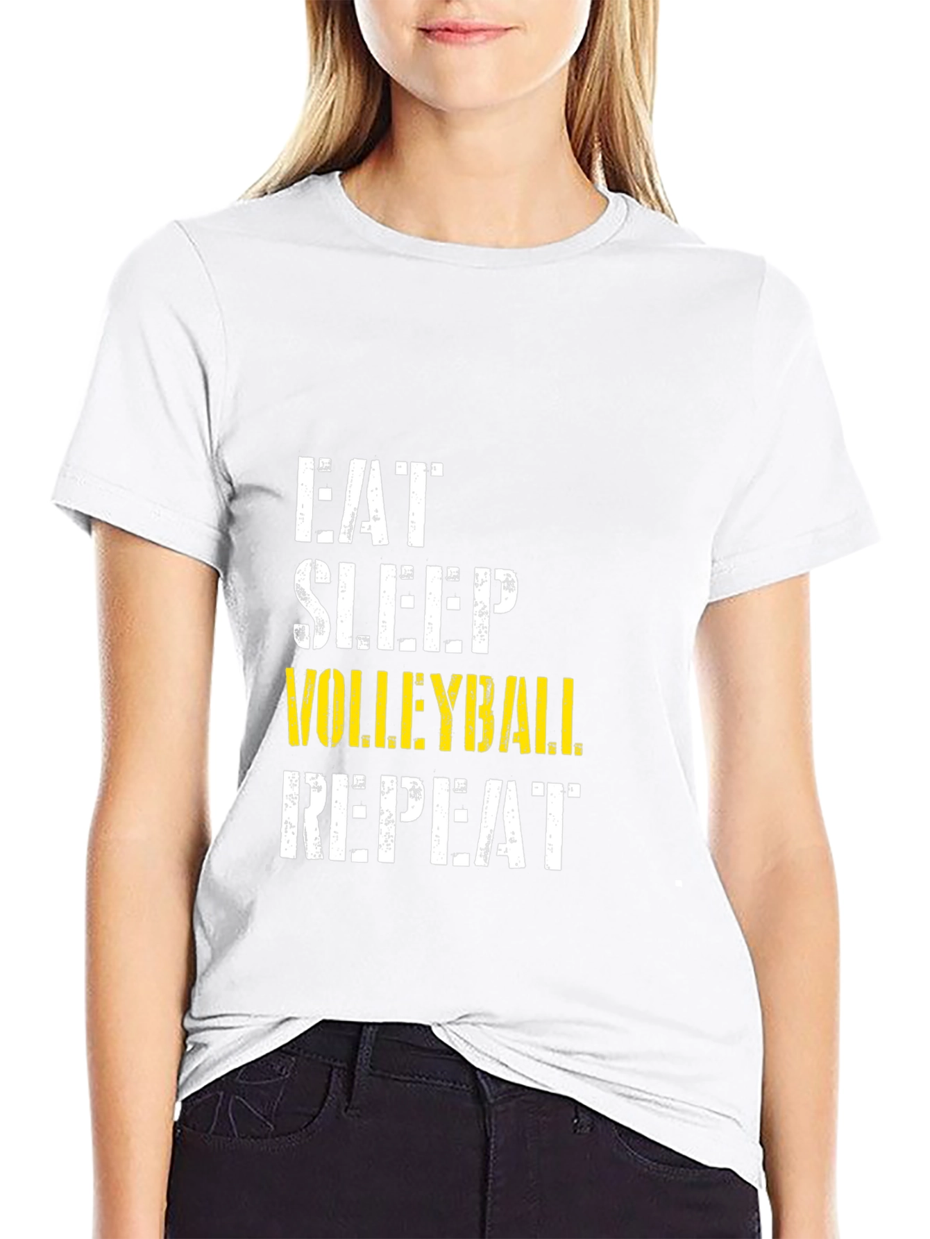 Black Eat Sleep Volleyball Repeat Black T-Shirt view 9