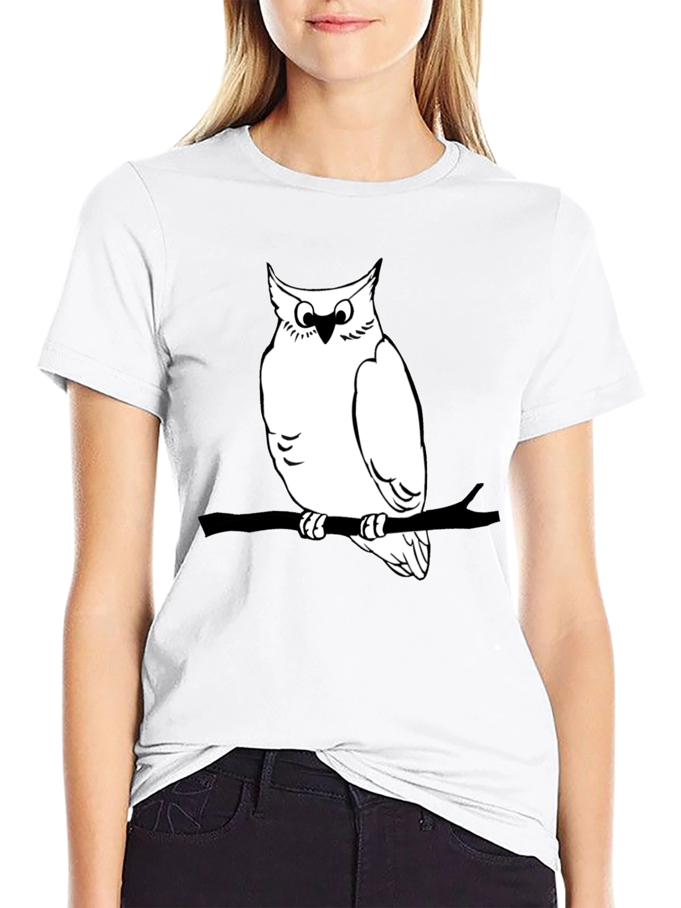 Black Owl Graphic Print Tee - Mens Black T-Shirt view 9