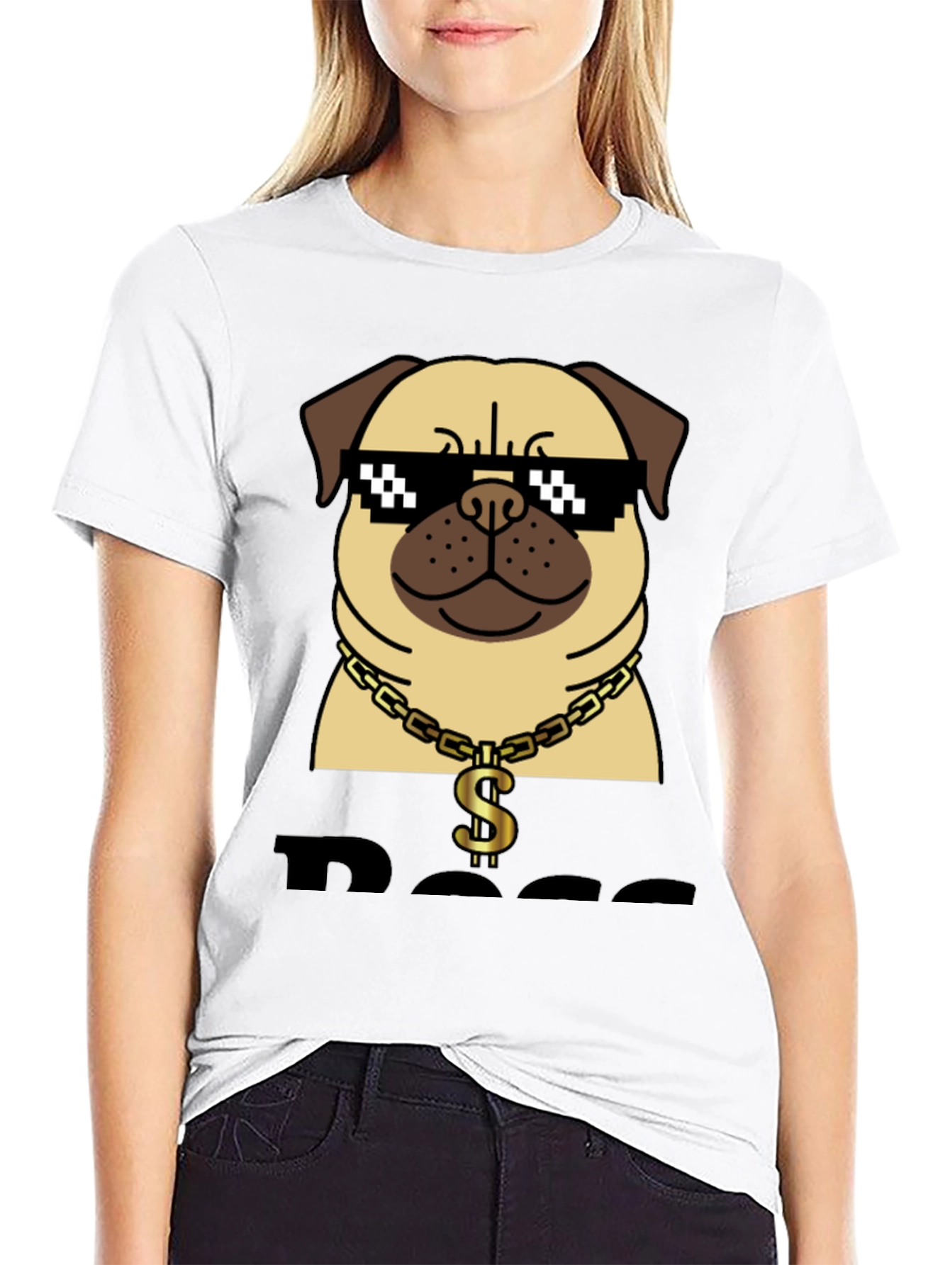 Black Pug Boss T-Shirt - Funny Dog Graphic Tee view 9
