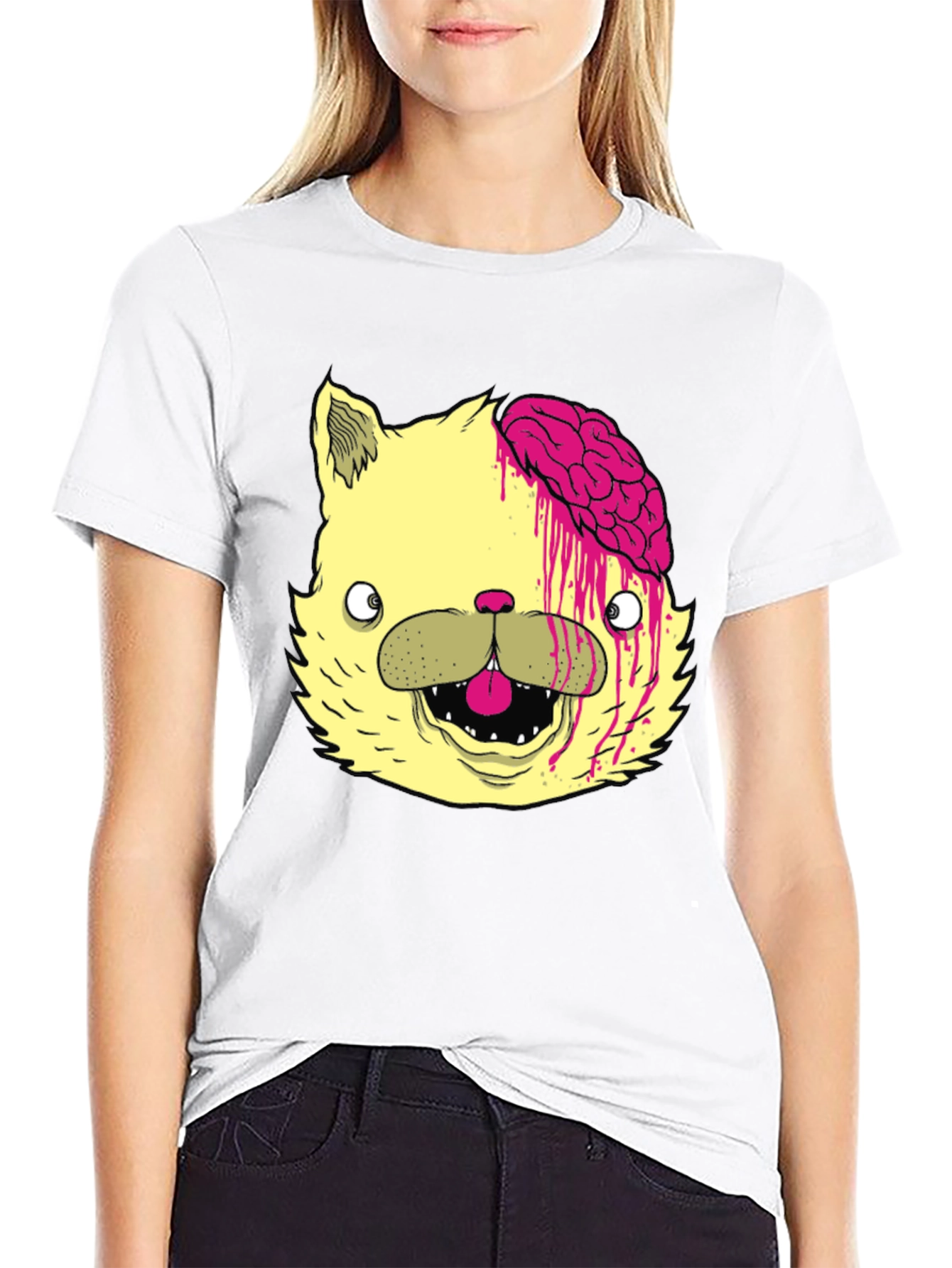 Black Zombie Cat Brains Graphic Tee - Mens view 9