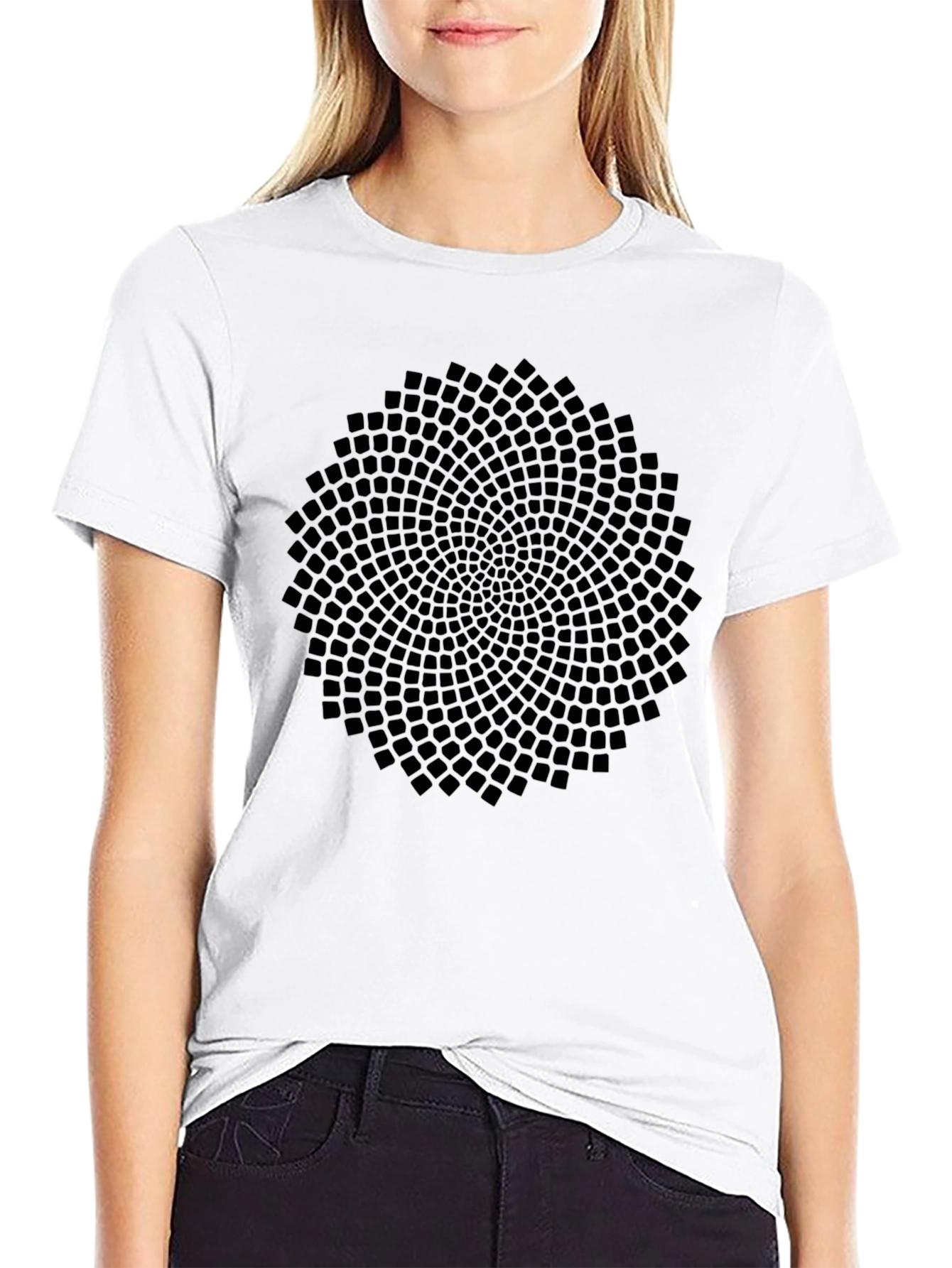Black Geometric Pattern Black T-Shirt view 9