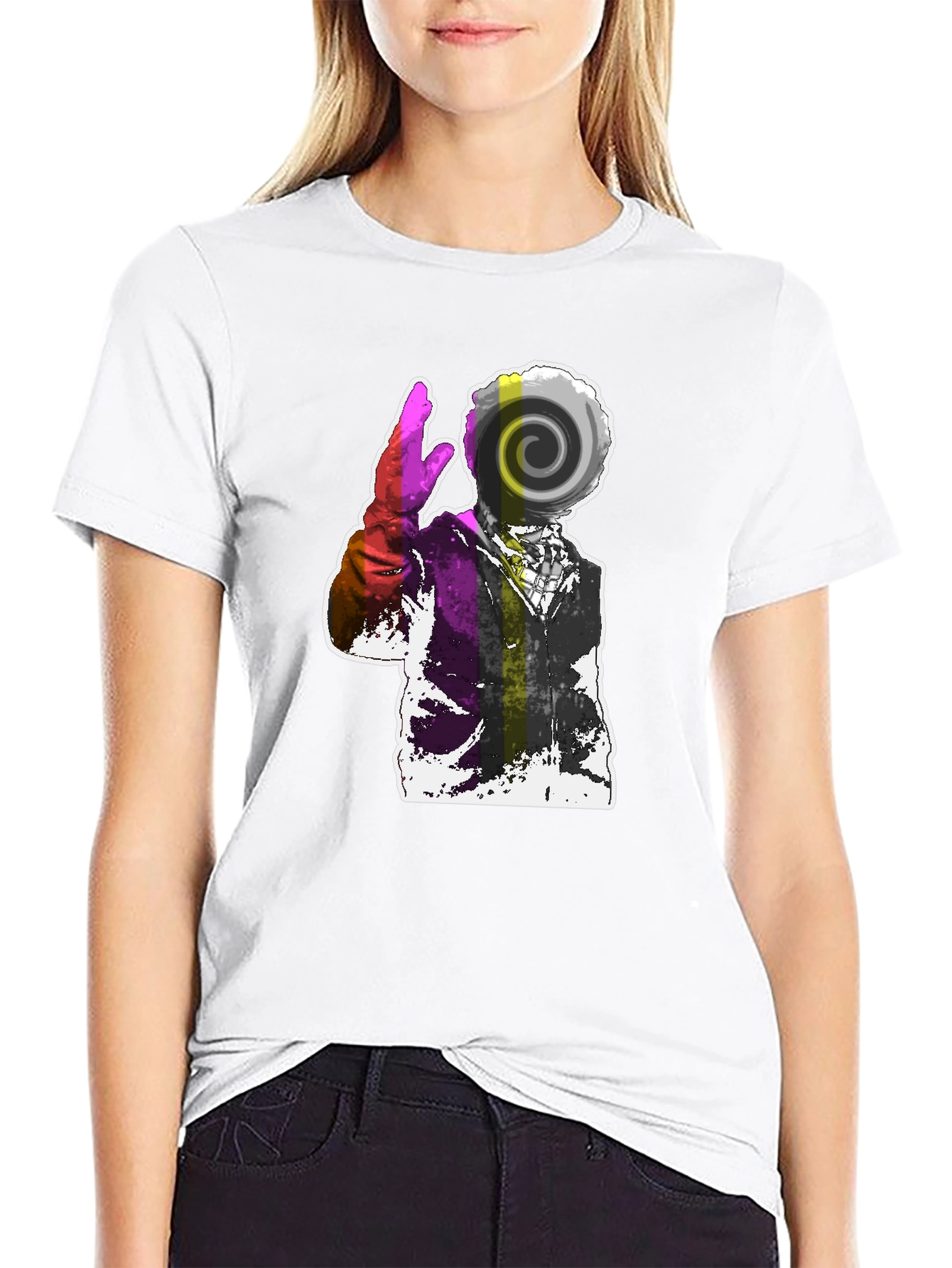 Black Abstract Swirl Graphic Tee - Men's Black T-Shirt view 9