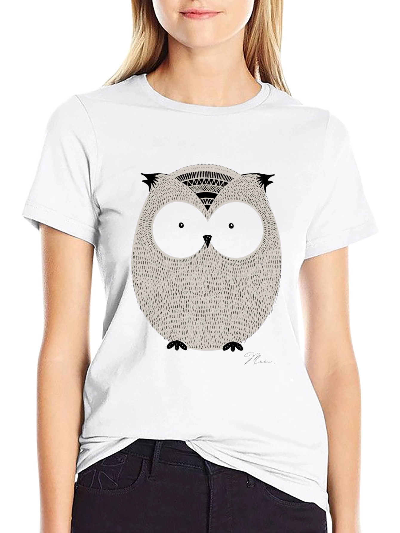 Cool Owl Graphic Print Black Tee - 9